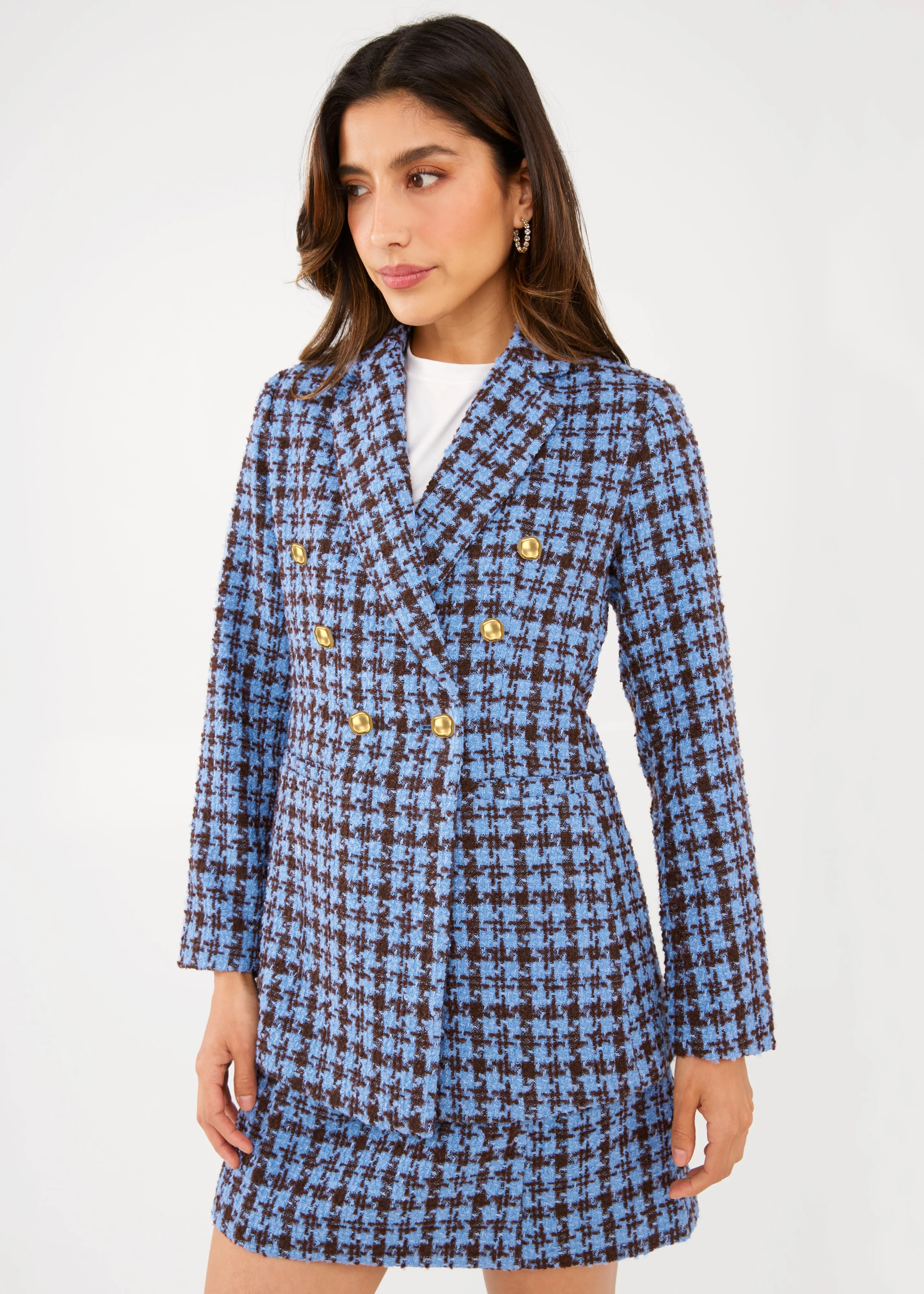 Calvin Blazer Blue and Brown Houndstooth Tweed sold by Abbey Glass product image thumbnail 2