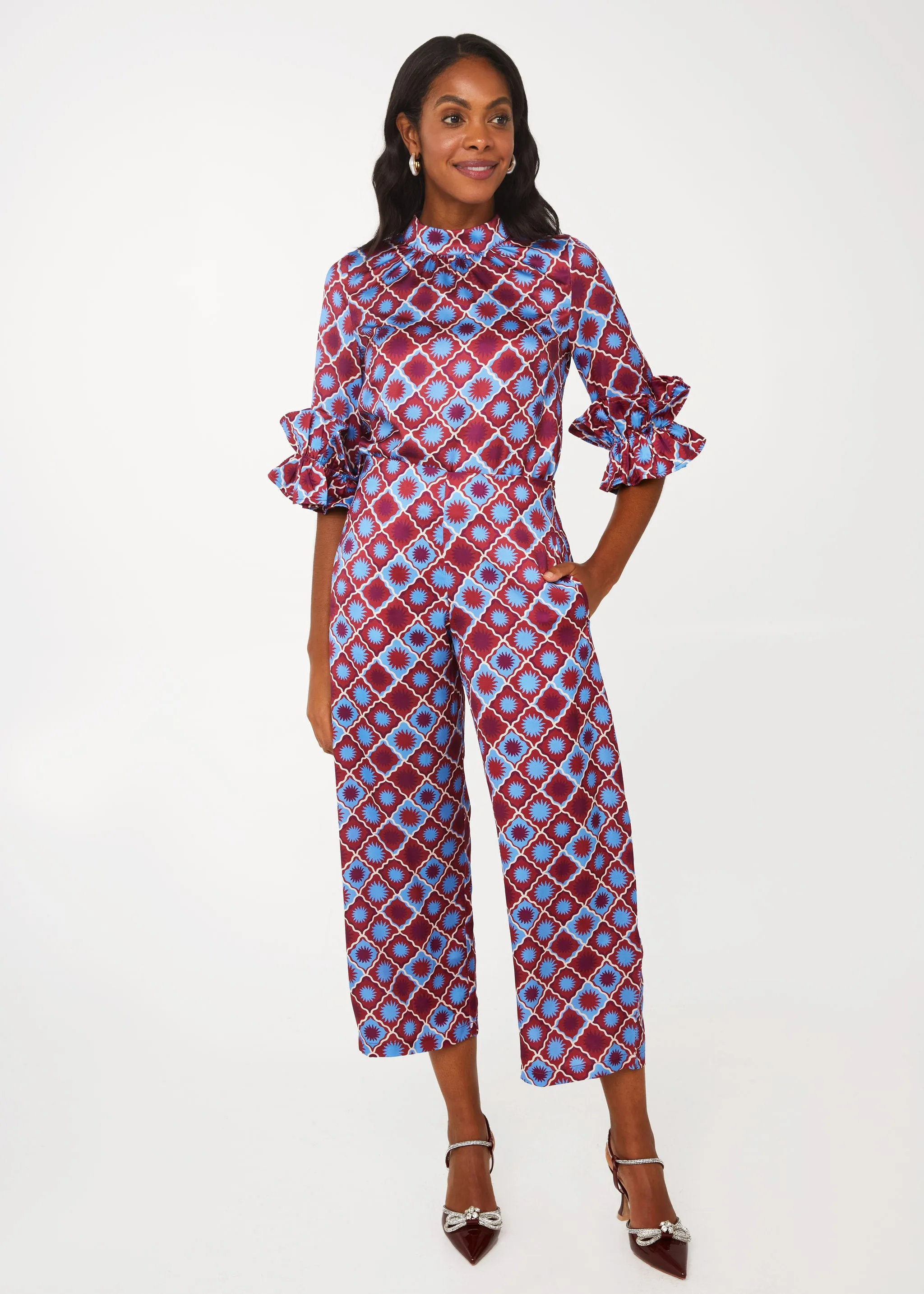 Taylor Pant Burgundy Sunburst Satin sold by Abbey Glass product image thumbnail 3