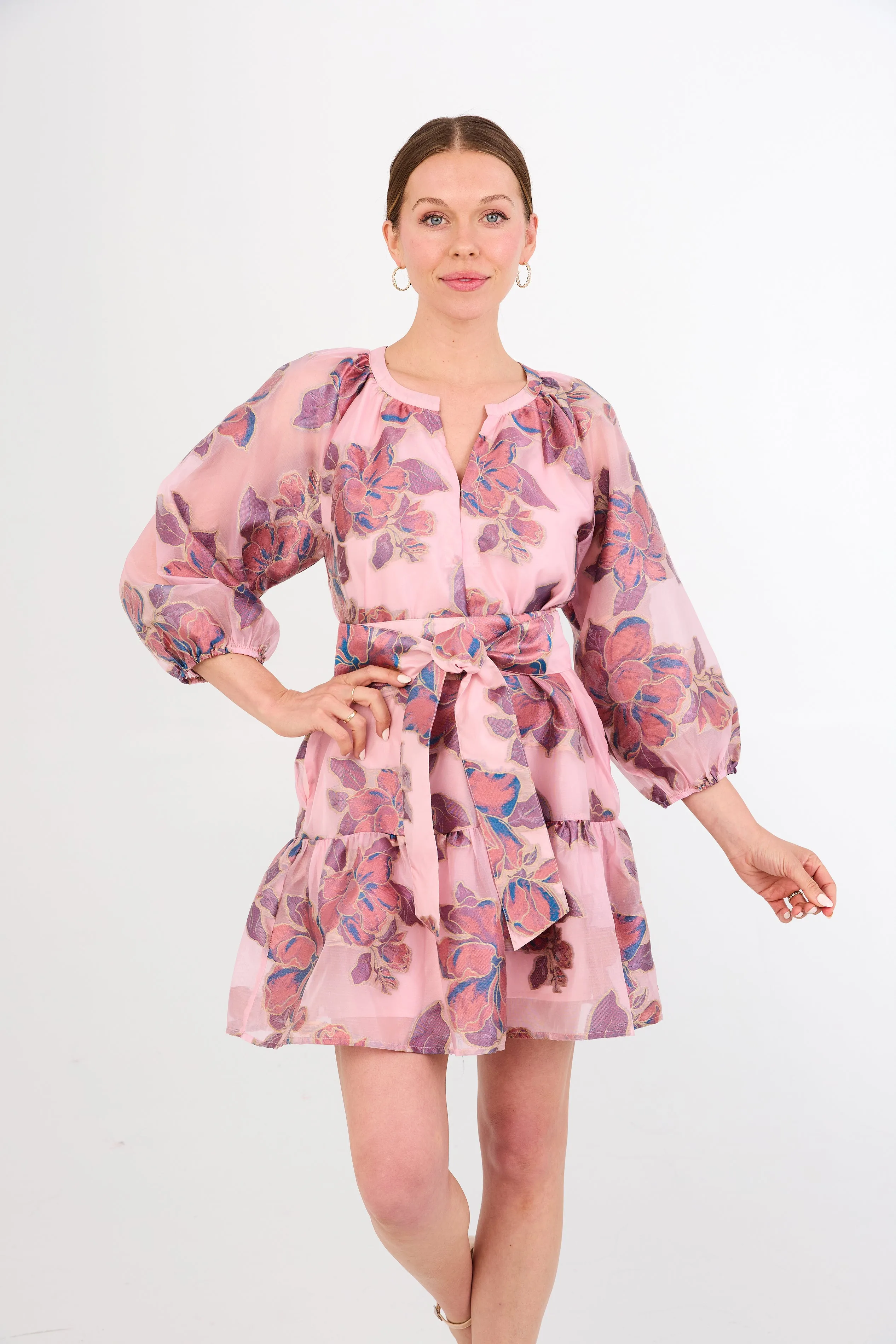 Elise Mini Dress Pink Peony Organza sold by Abbey Glass product image thumbnail 3
