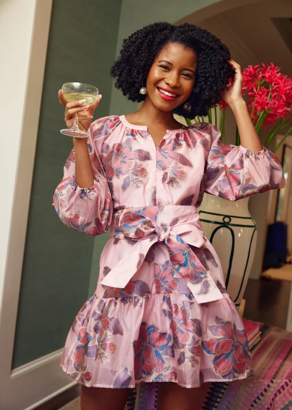 Elise Mini Dress Pink Peony Organza sold by Abbey Glass