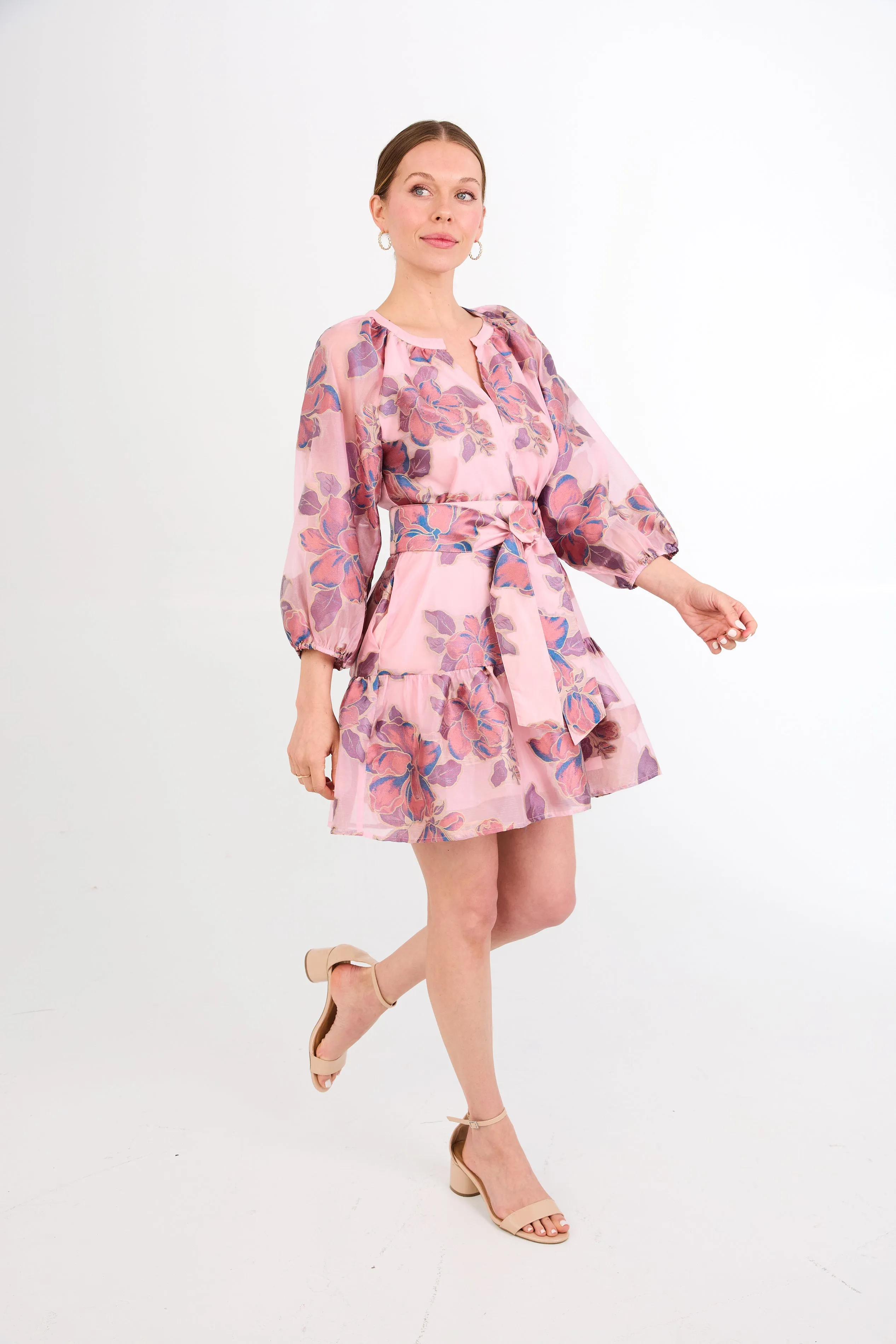 Elise Mini Dress Pink Peony Organza sold by Abbey Glass product image thumbnail 5