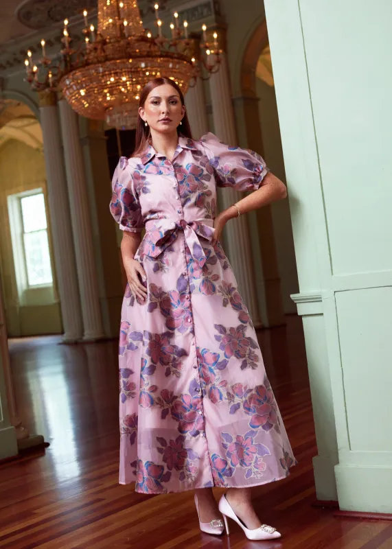 Charlotte Gown Pink Peony Organza sold by Abbey Glass