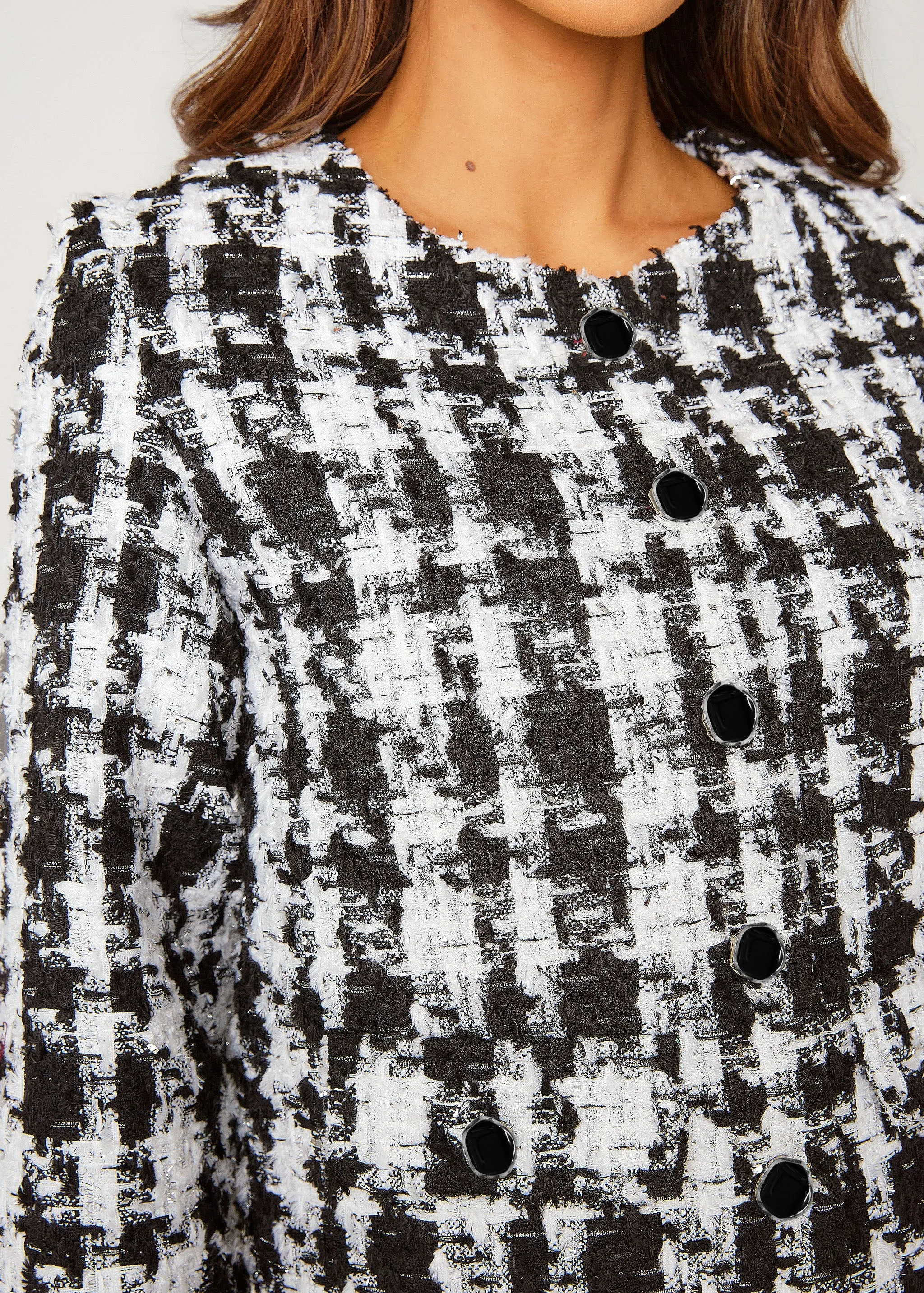 Kennedy Jacket Black and White Houndstooth Tinsel Tweed sold by Abbey Glass product image thumbnail 5
