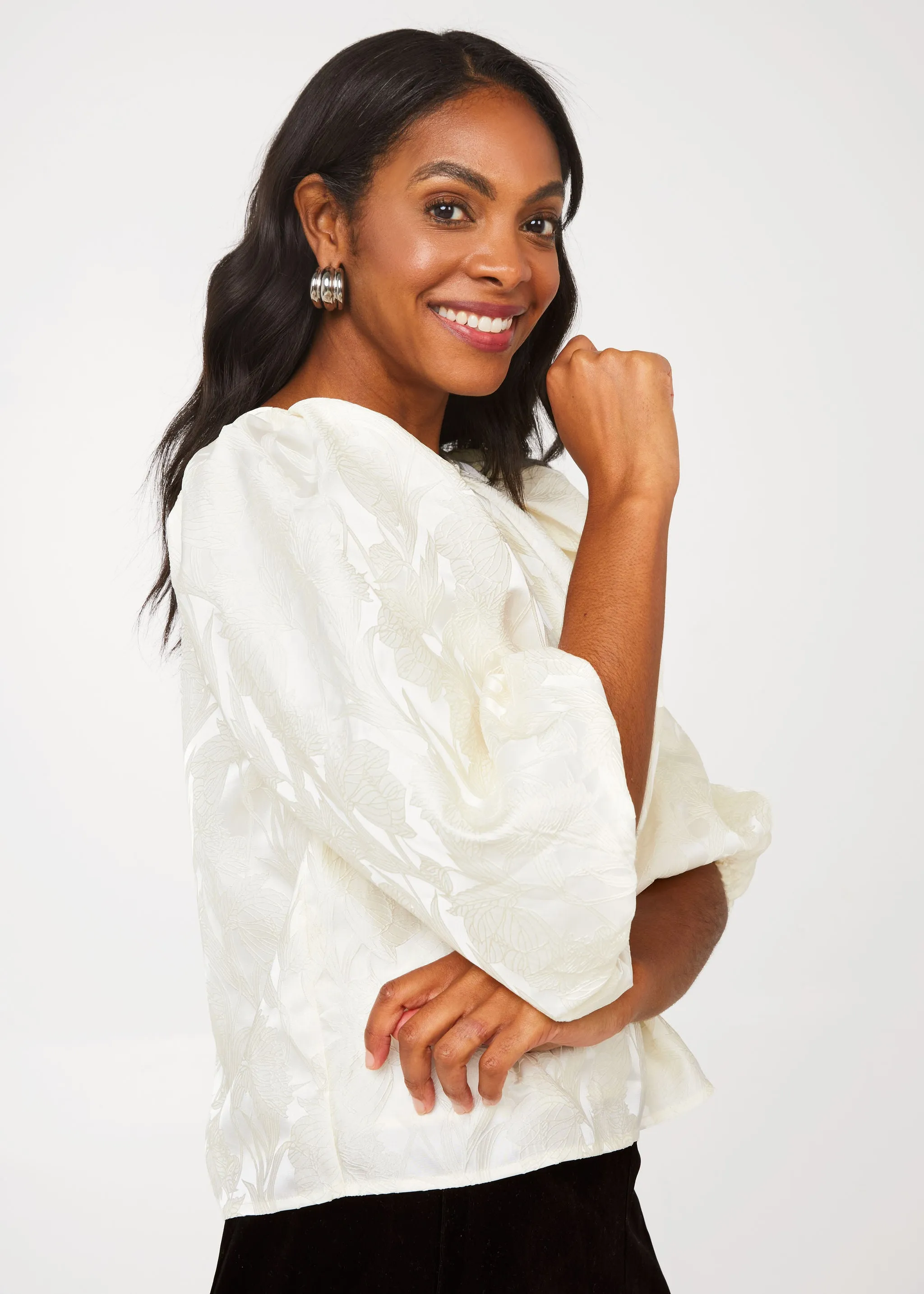 Hadley Top Ivory Embossed Satin sold by Abbey Glass product image thumbnail 2