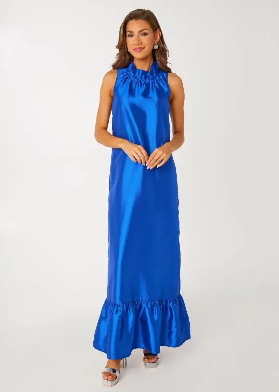 Camille Gown Cobalt Dupioni sold by Abbey Glass