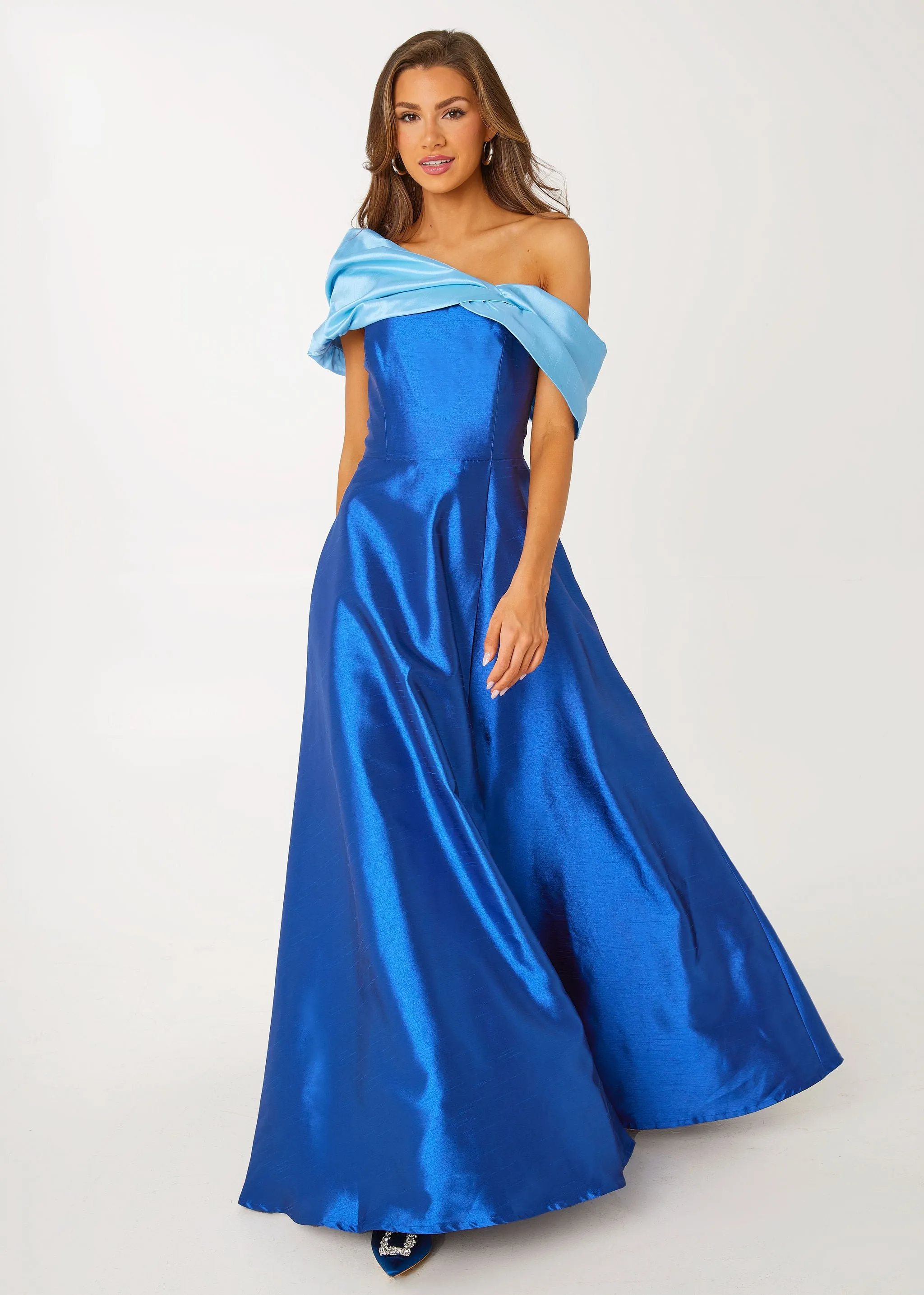 Amelia Gown Cobalt Dupioni sold by Abbey Glass product image thumbnail 5