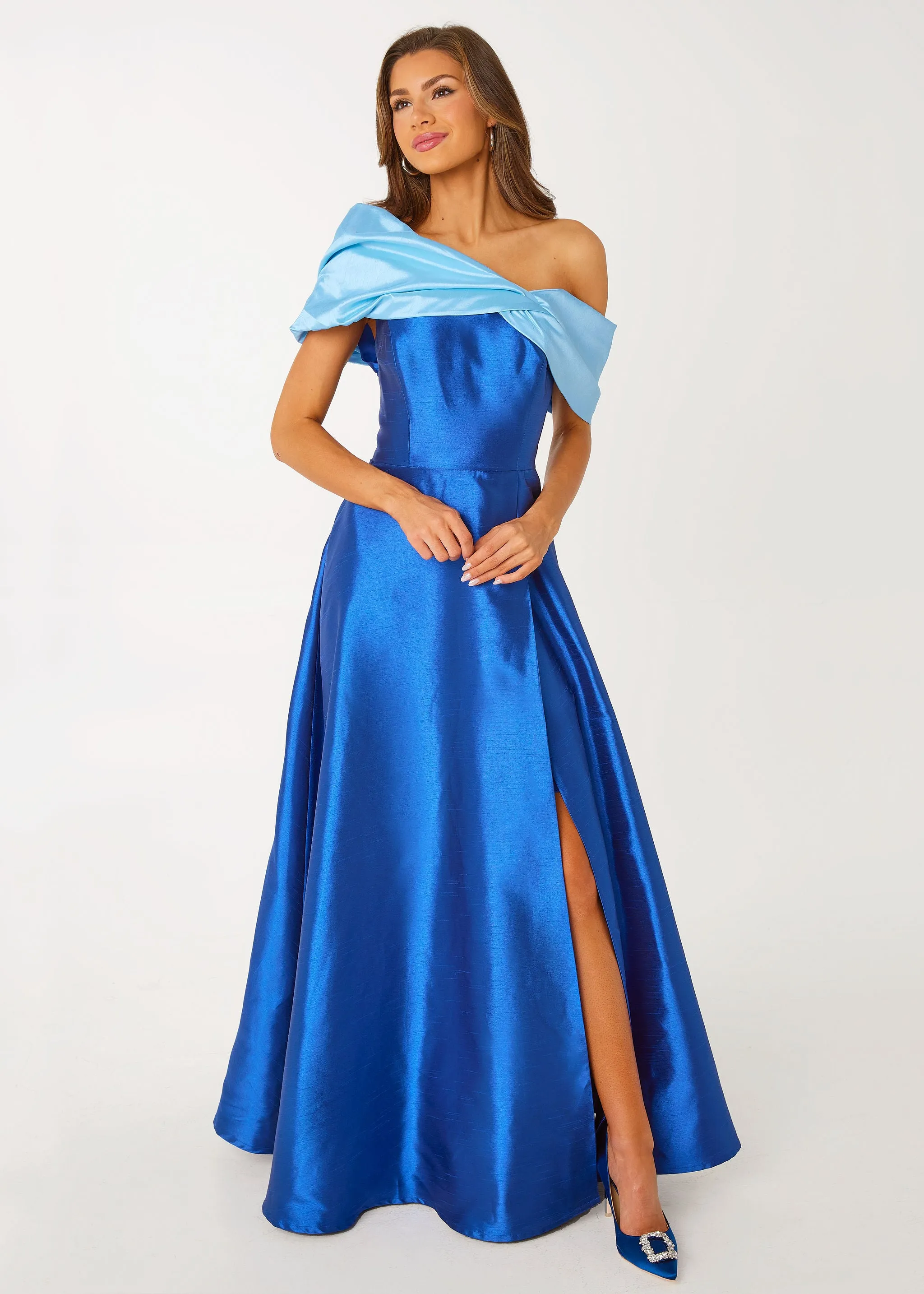 Amelia Gown Cobalt Dupioni sold by Abbey Glass product image thumbnail 4