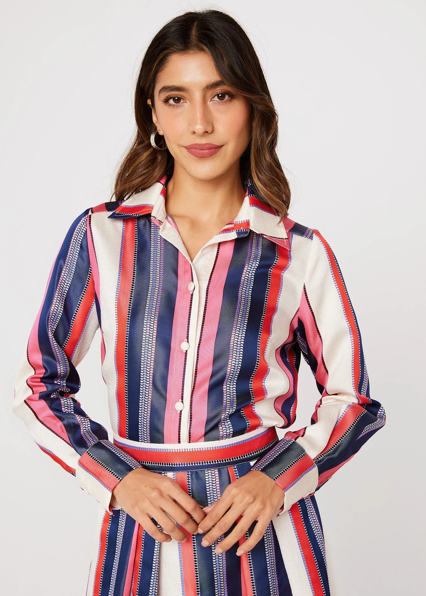 Margaret Blouse Carnation Coastal Stripe Jacquard sold by Abbey Glass