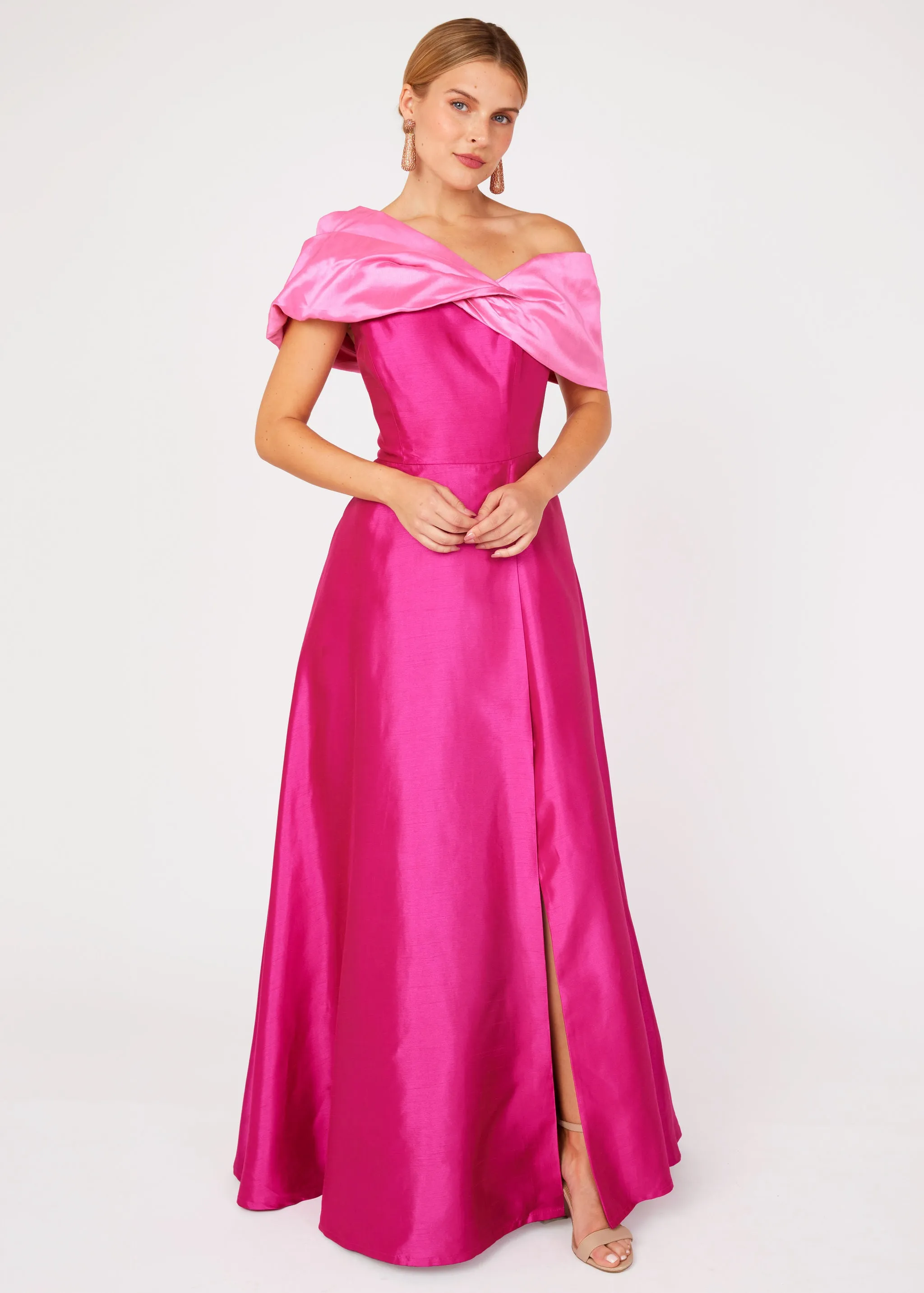 Amelia Gown Pink Dupioni sold by Abbey Glass