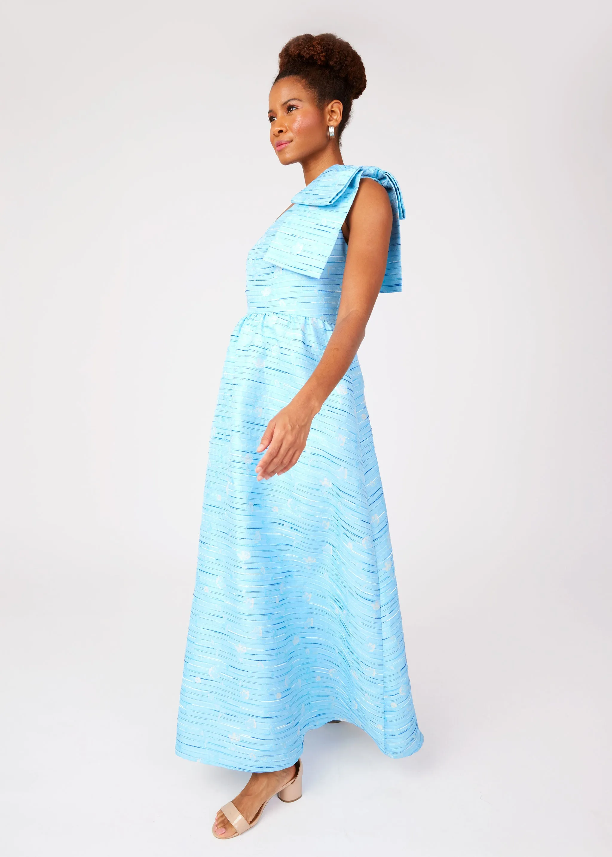 Caroline Gown Blue Textured Dupioni sold by Abbey Glass product image thumbnail 4