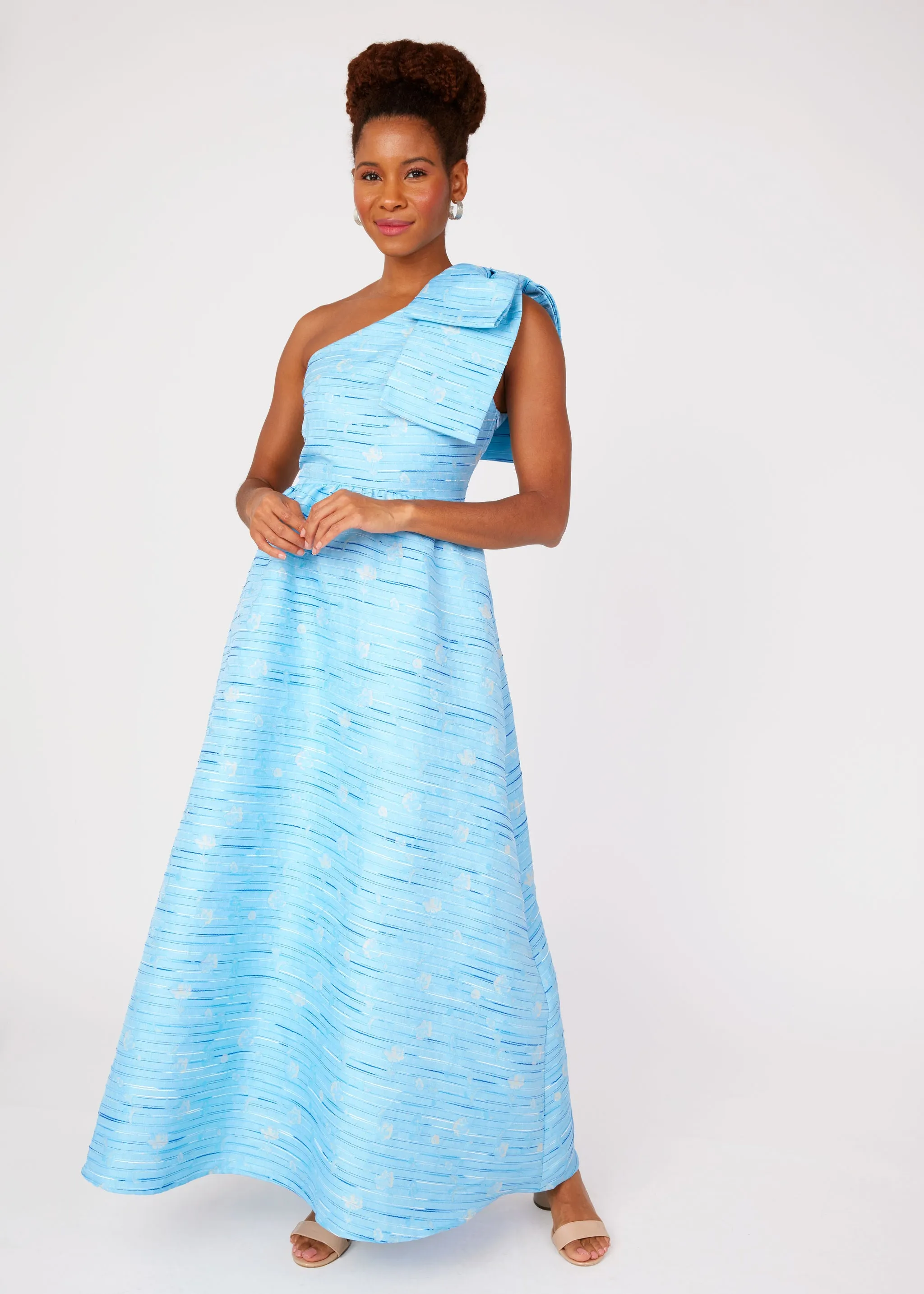 Caroline Gown Blue Textured Dupioni sold by Abbey Glass