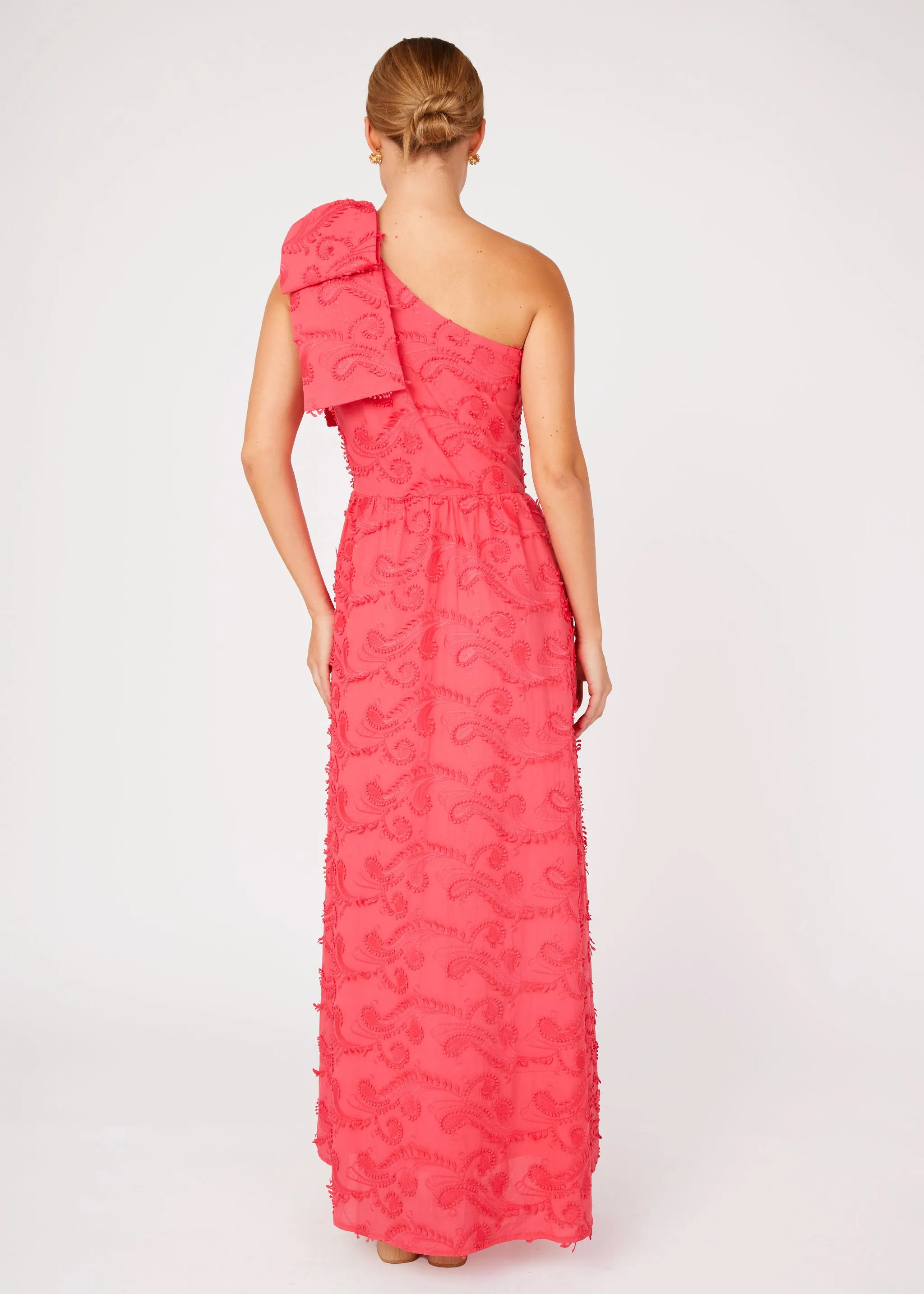 Caroline Gown Hot Coral 3D Paisley Cotton sold by Abbey Glass product image thumbnail 4