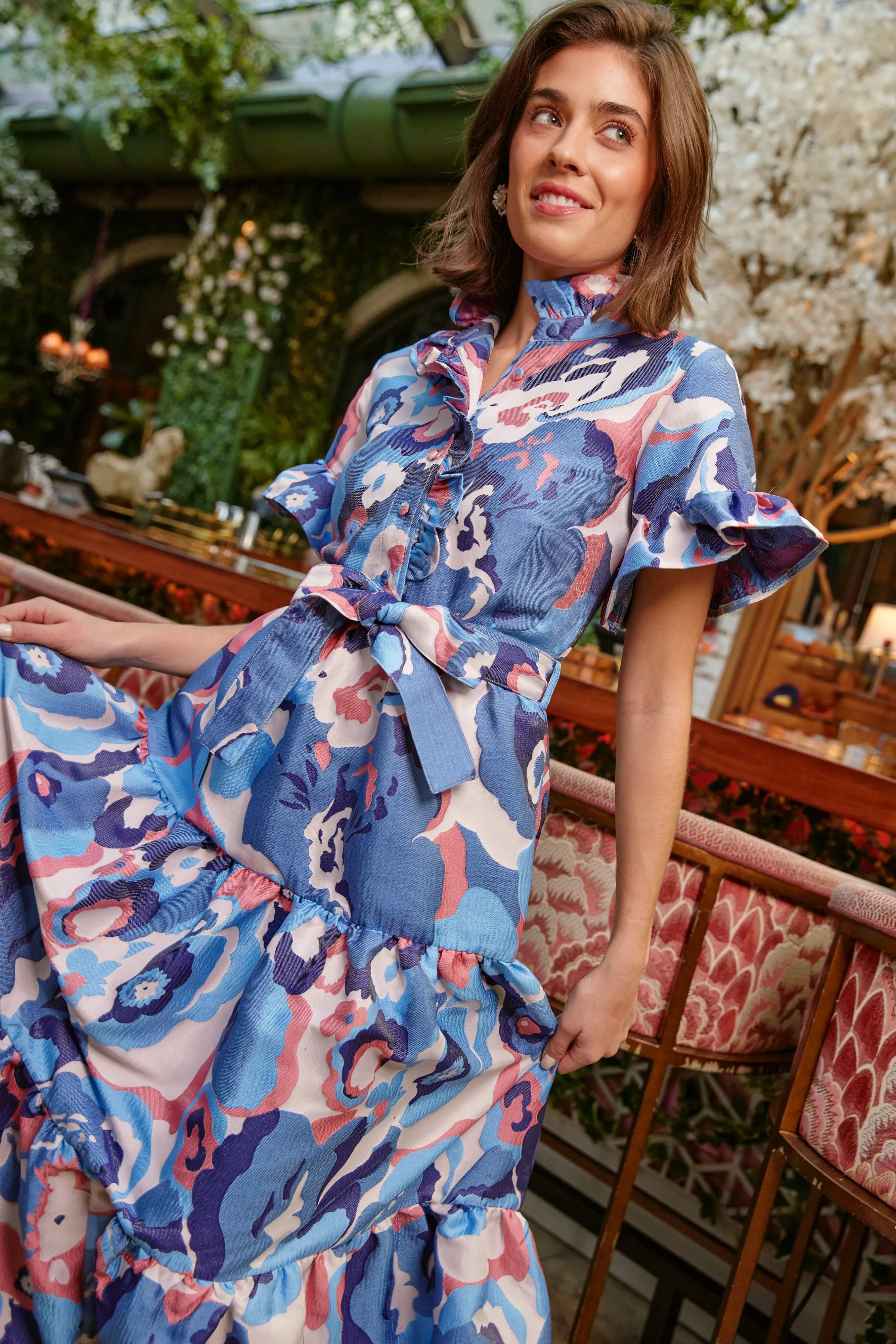 Sadie Maxi Dress Blue Retro Jacquard sold by Abbey Glass product image thumbnail 5