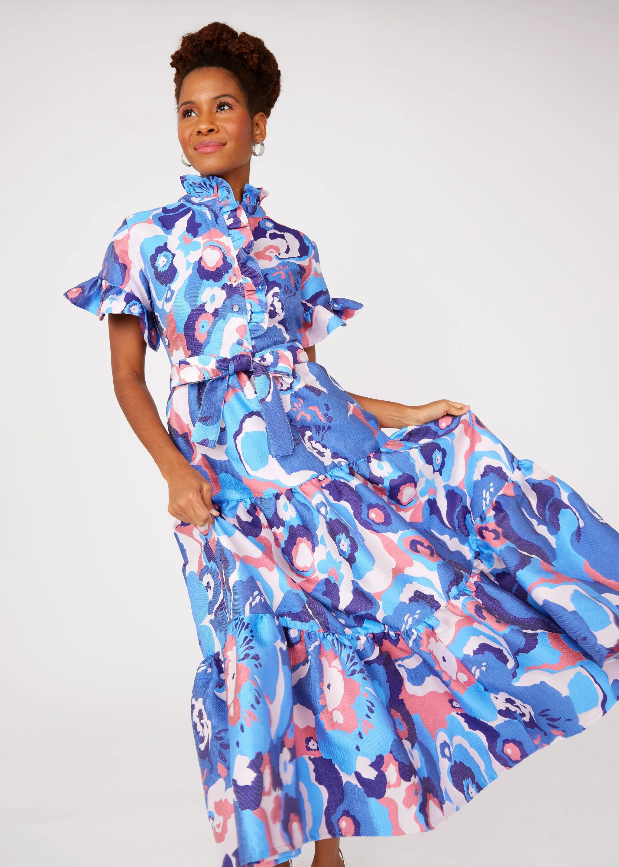 Sadie Maxi Dress Blue Retro Jacquard sold by Abbey Glass product image thumbnail 3