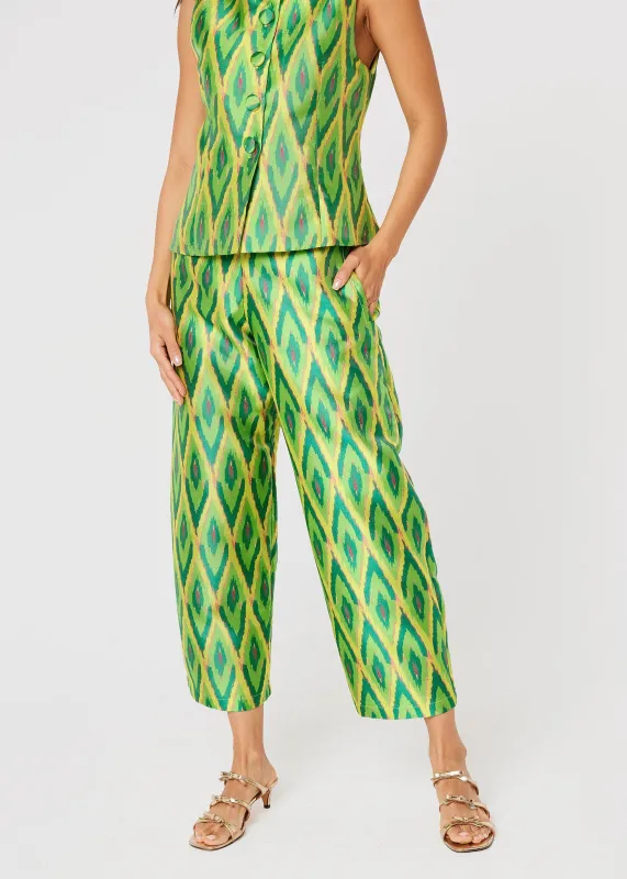 Taylor Pant Lime Ikat Jacquard made by Abbey Glass