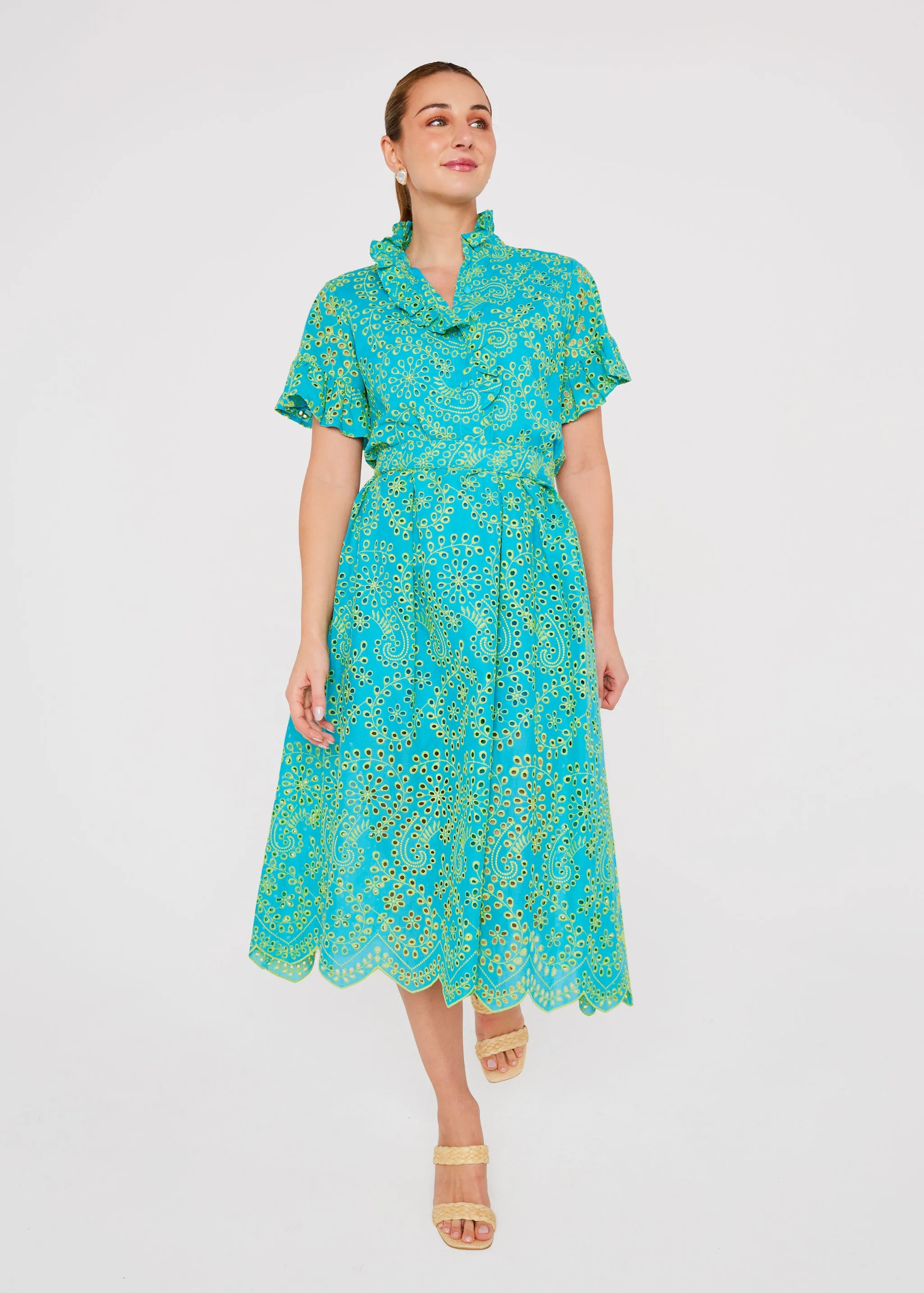 Sadie Top Teal and Chartreuse Jasmine Eyelet sold by Abbey Glass product image thumbnail 5