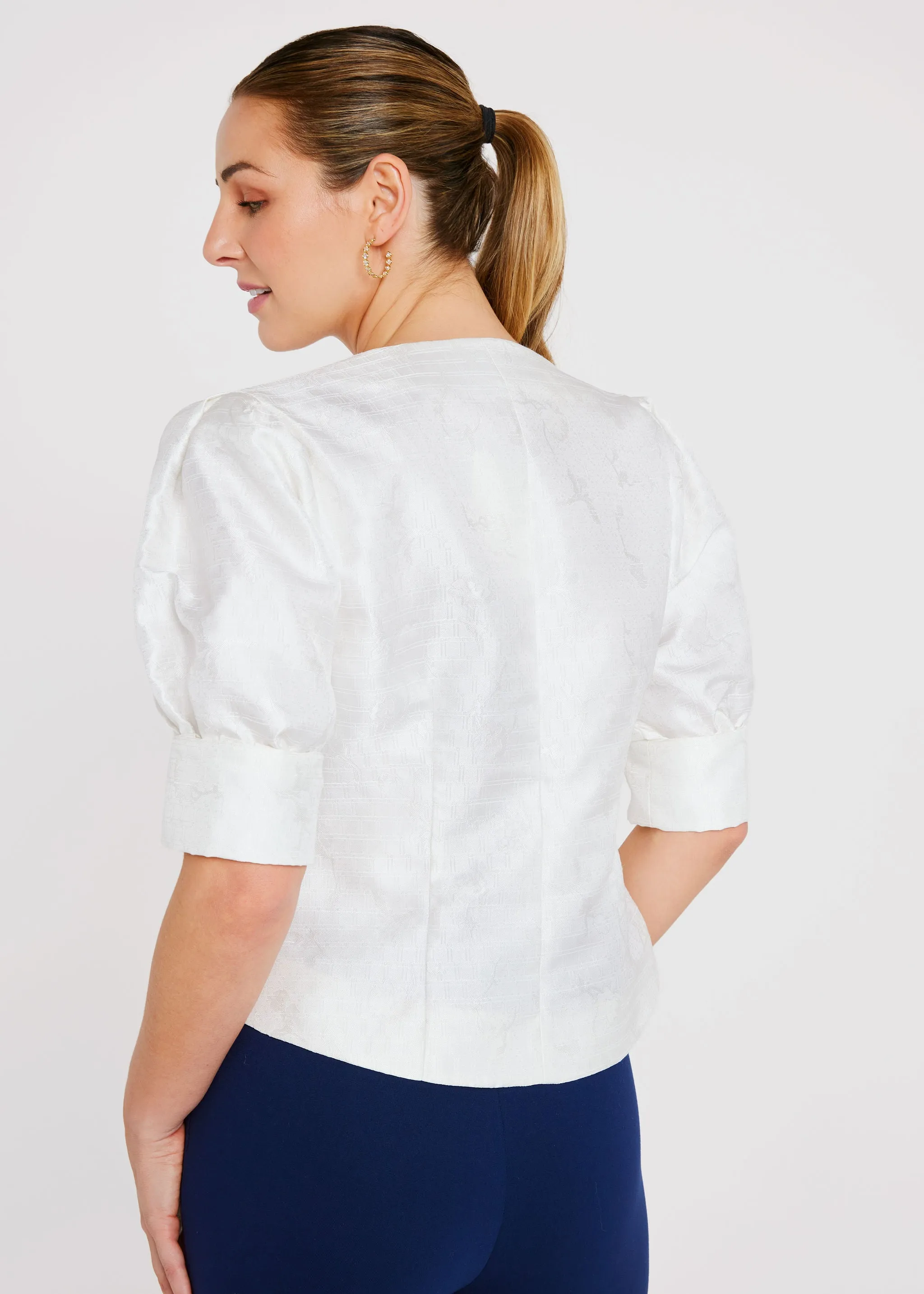 Cleo Top White Textured Dupioni sold by Abbey Glass product image thumbnail 4