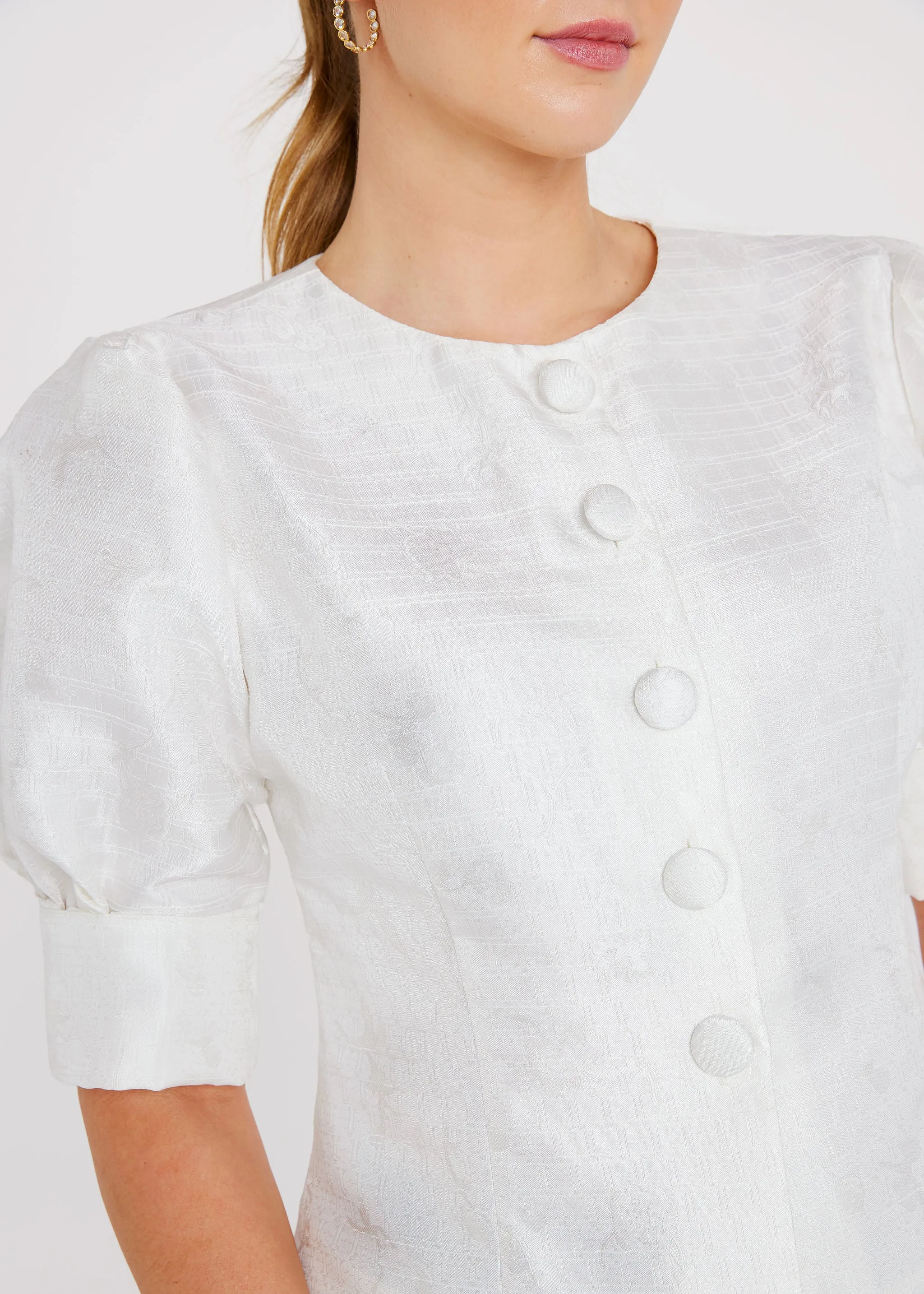 Cleo Top White Textured Dupioni sold by Abbey Glass product image thumbnail 2