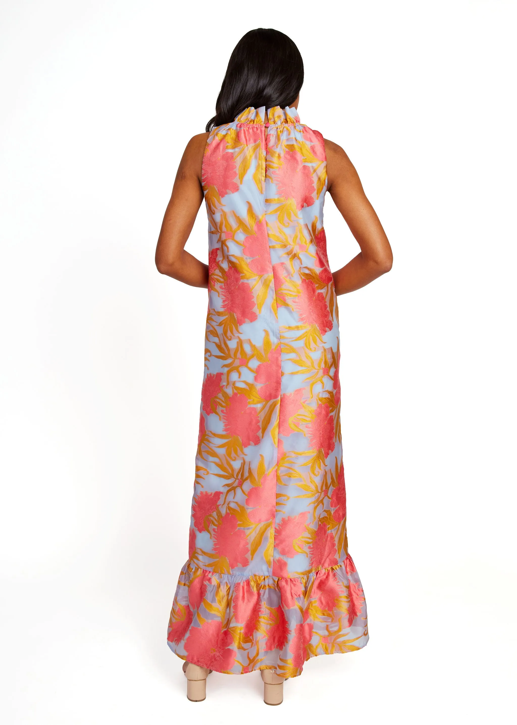 Camille Gown Hot Coral Pansy Vine Organza sold by Abbey Glass product image thumbnail 4