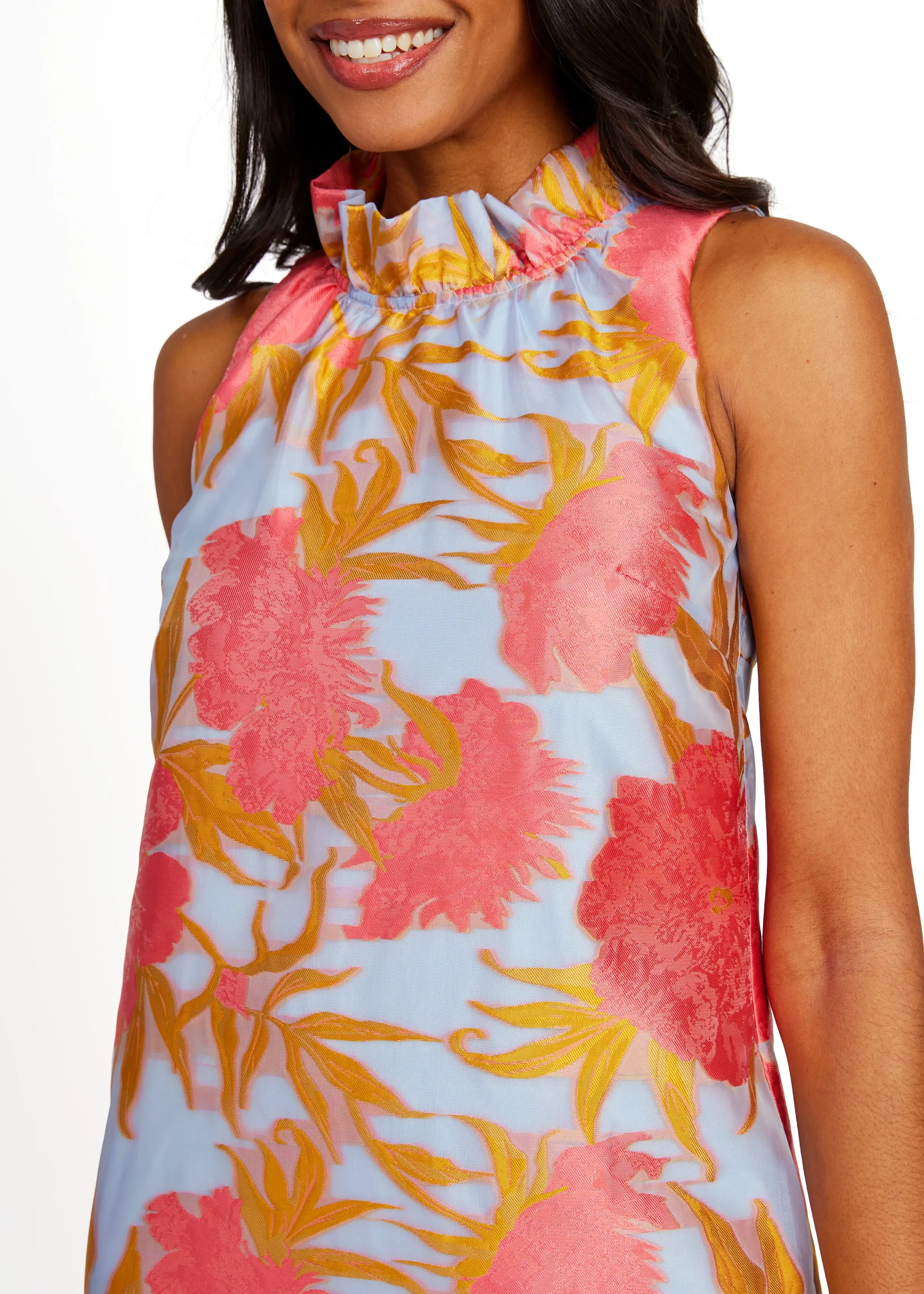 Camille Gown Hot Coral Pansy Vine Organza sold by Abbey Glass product image thumbnail 2