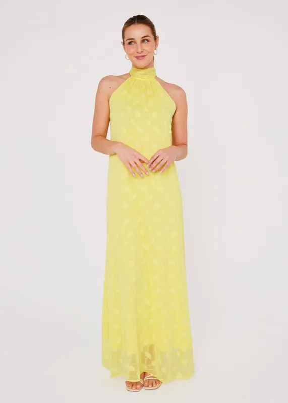 Rory Gown Lemon Leaf Chiffon made by Abbey Glass