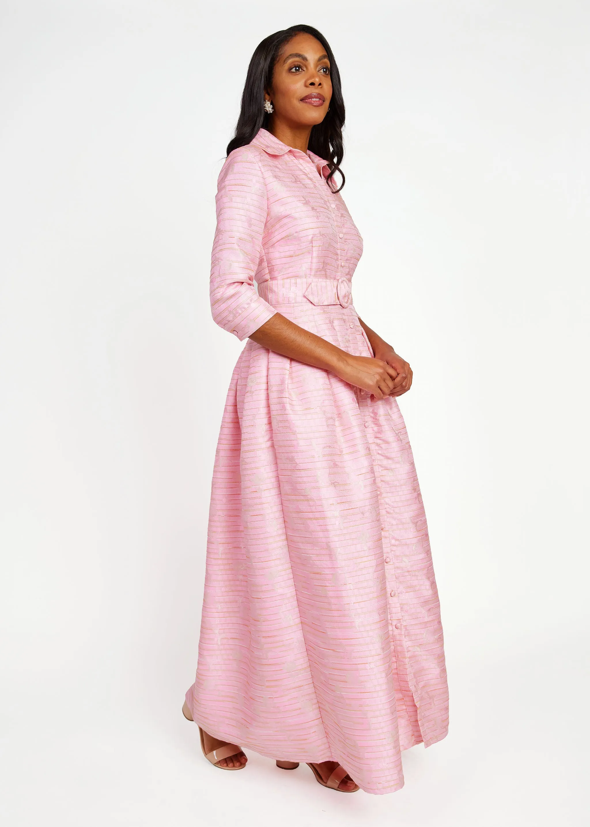 Cecilia Gown Pink Textured Dupioni sold by Abbey Glass product image thumbnail 4