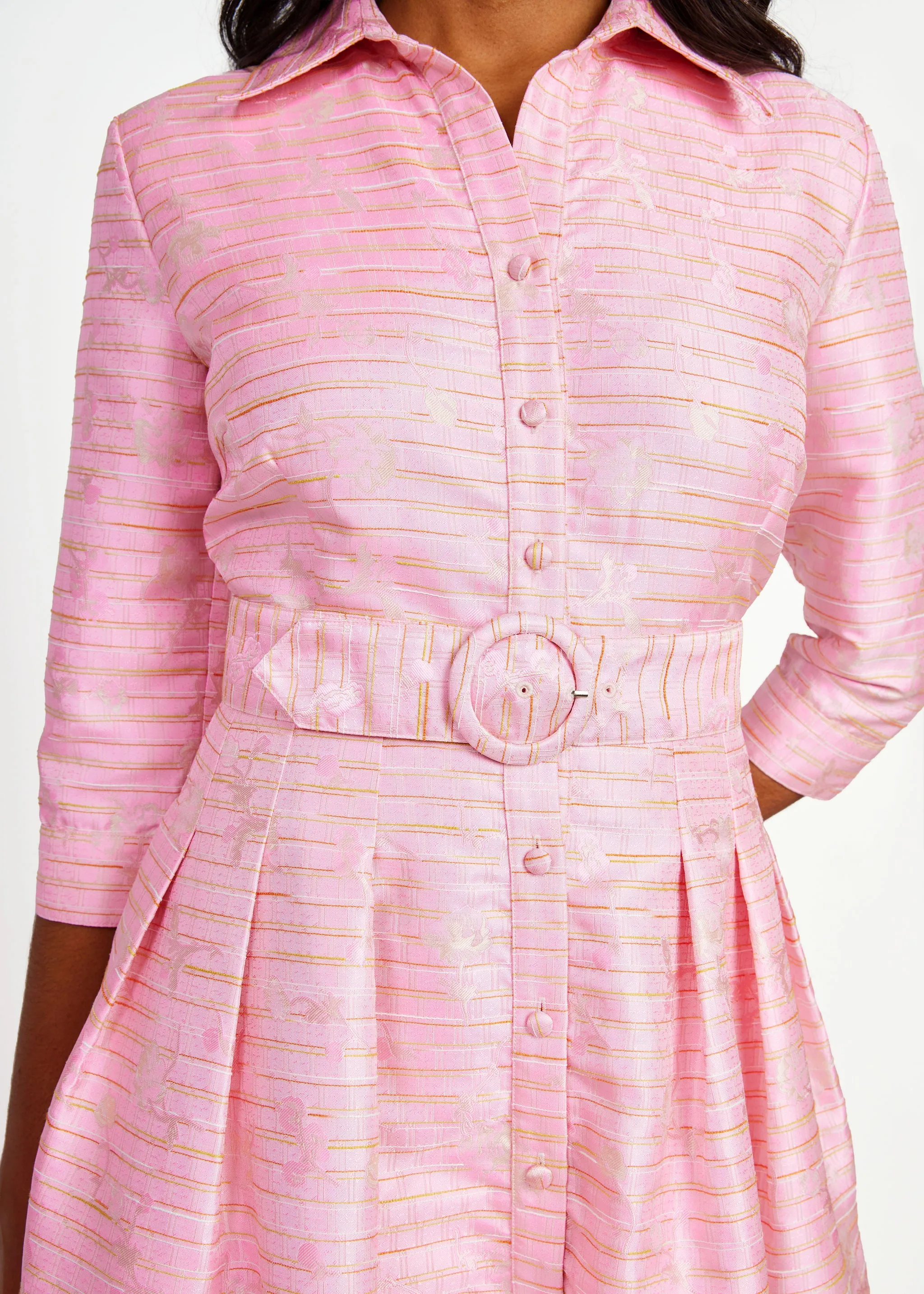 Cecilia Gown Pink Textured Dupioni sold by Abbey Glass product image thumbnail 2