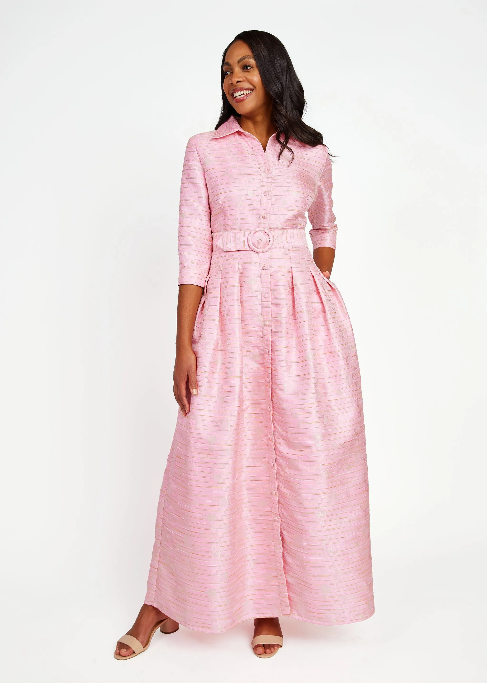 Cecilia Gown Pink Textured Dupioni sold by Abbey Glass product image thumbnail 3