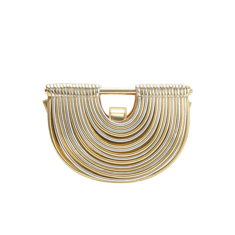 Eleanor Metallic Semi-Circle Crossbody Bag made by Melie Bianco