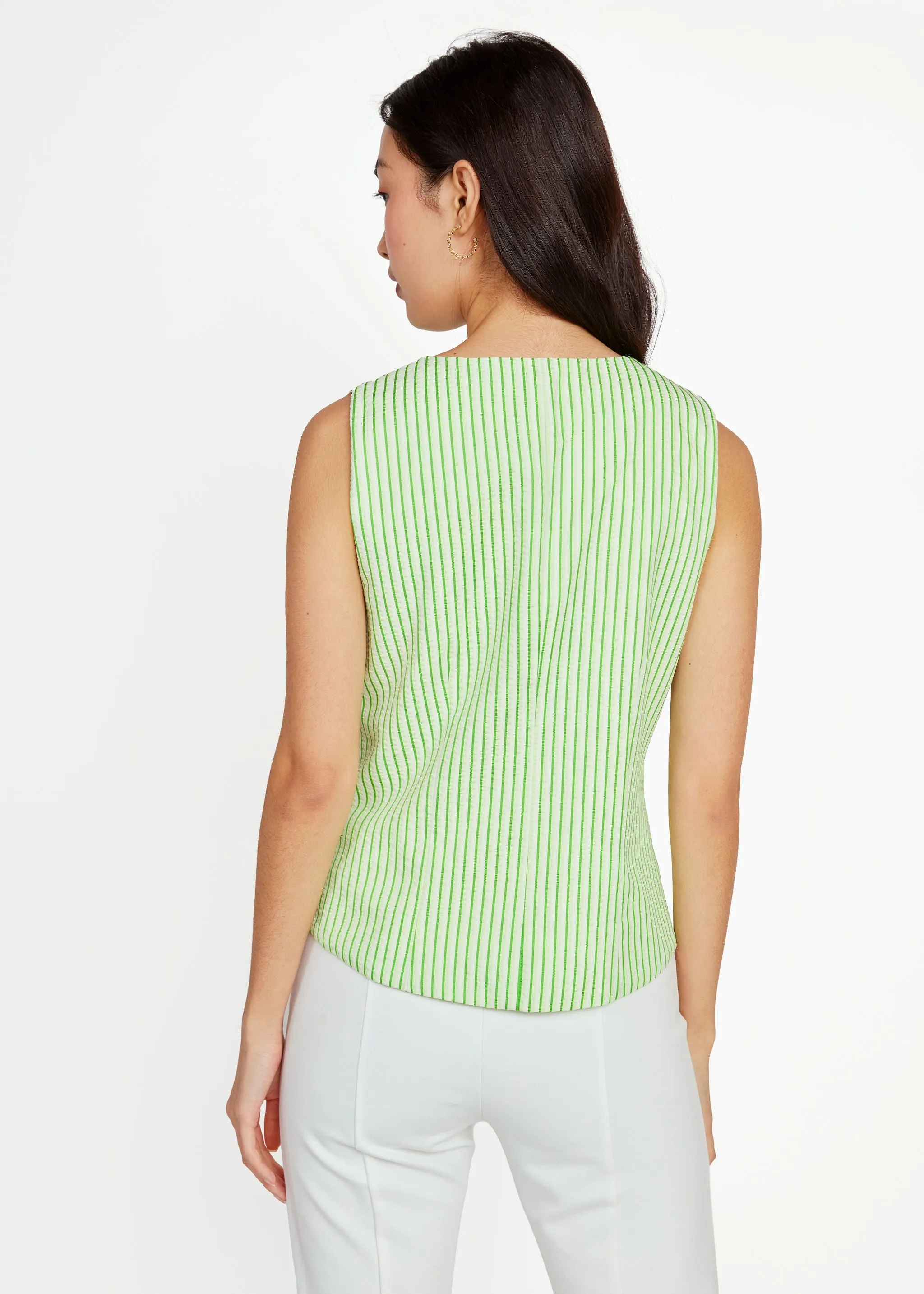 Callie Top Green Stripe Seersucker sold by Abbey Glass product image thumbnail 3