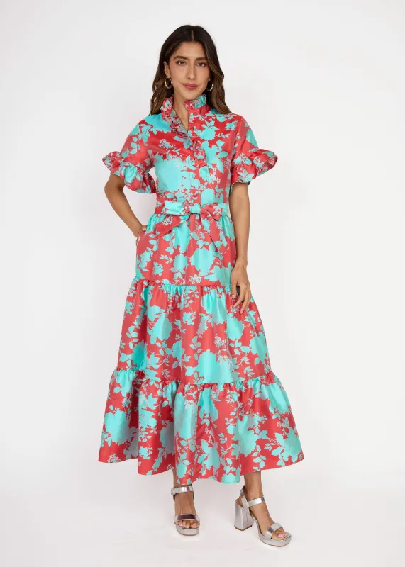 Sadie Maxi Dress Red Briar Bloom Jacquard made by Abbey Glass