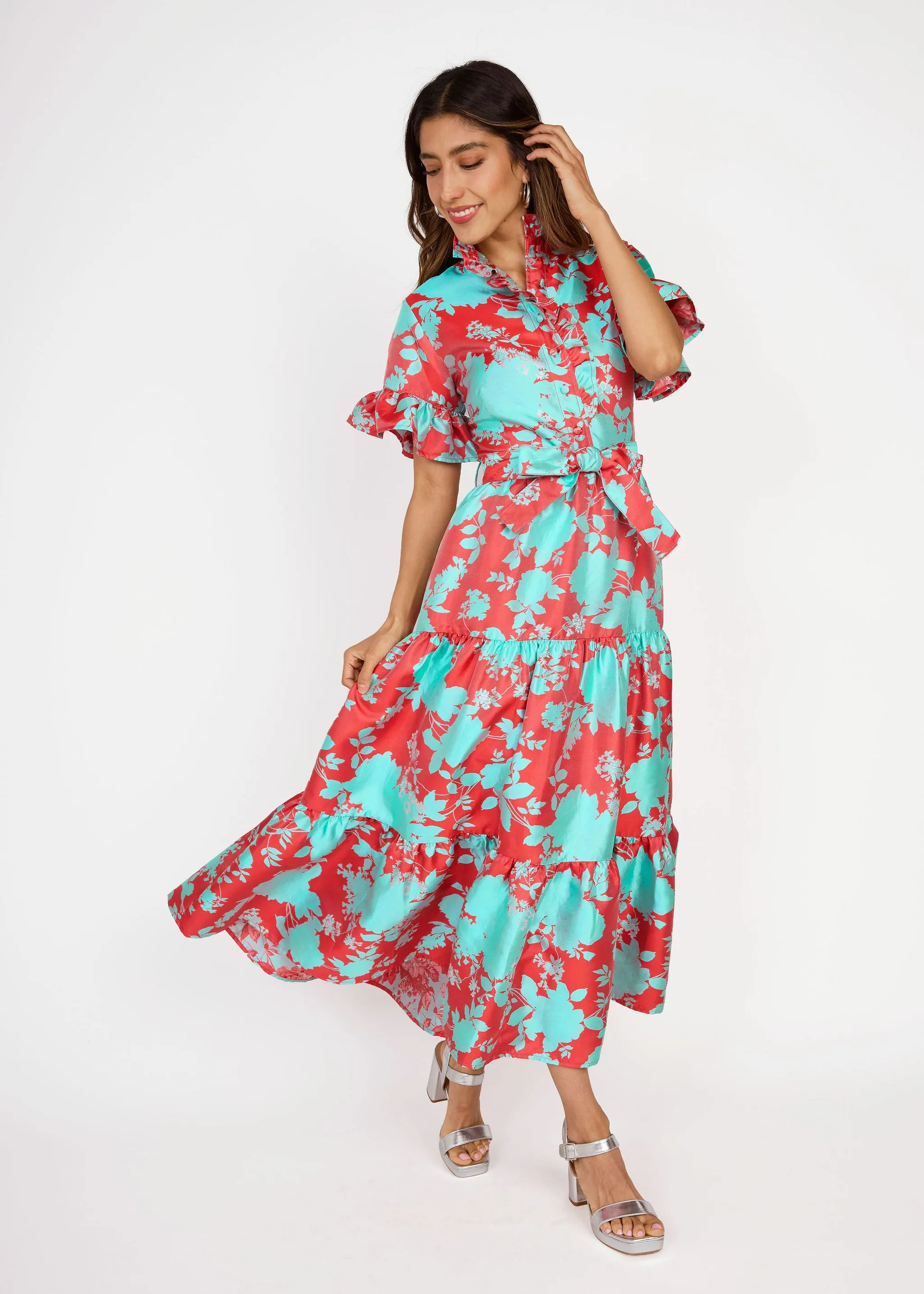 Sadie Maxi Dress Red Briar Bloom Jacquard sold by Abbey Glass product image thumbnail 3