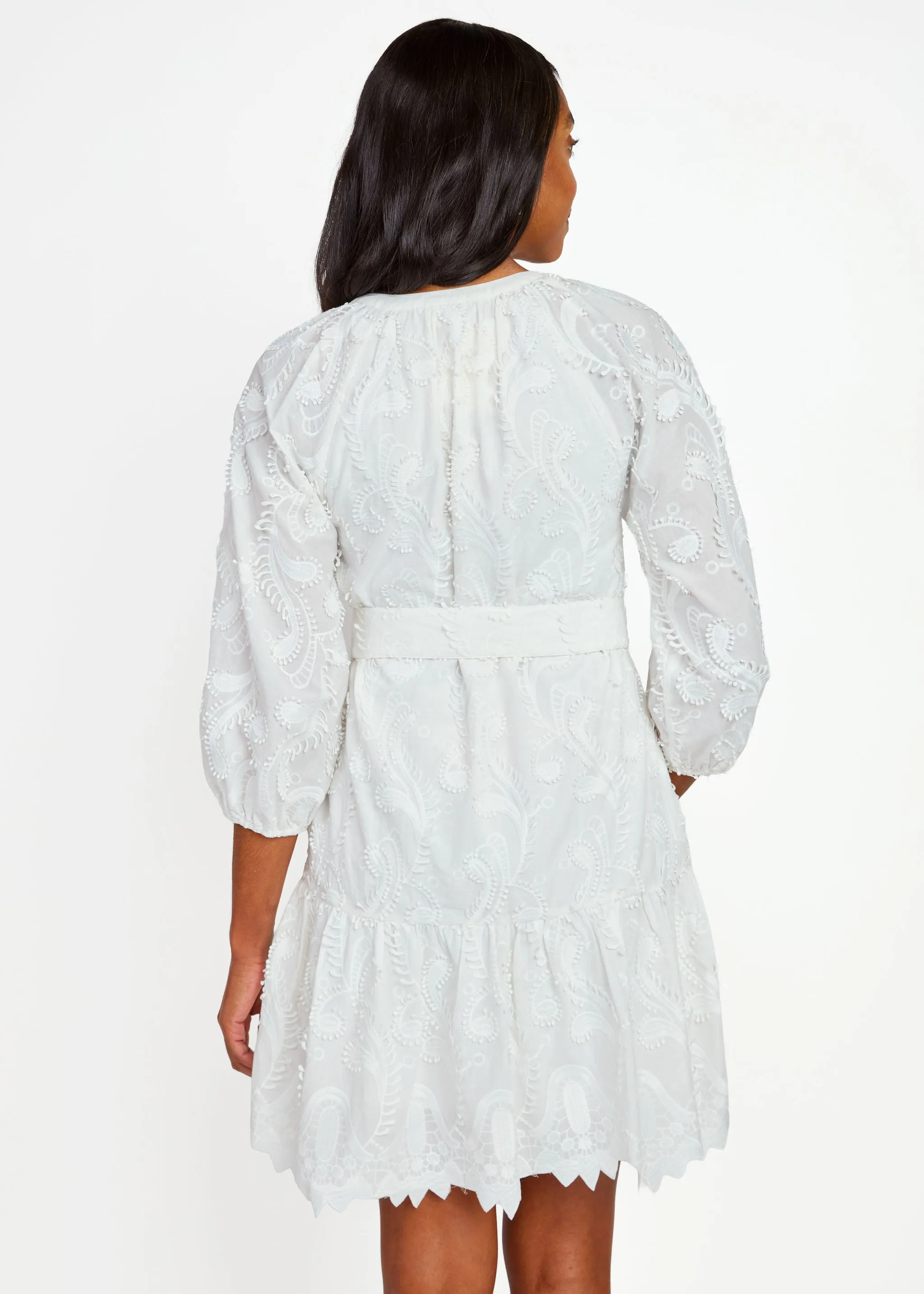 Elise Mini Dress White 3D Paisley Cotton sold by Abbey Glass product image thumbnail 4