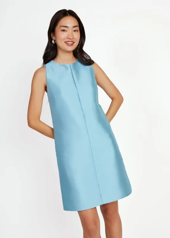 Hannah Mini Dress Sky Blue Mikado made by Abbey Glass