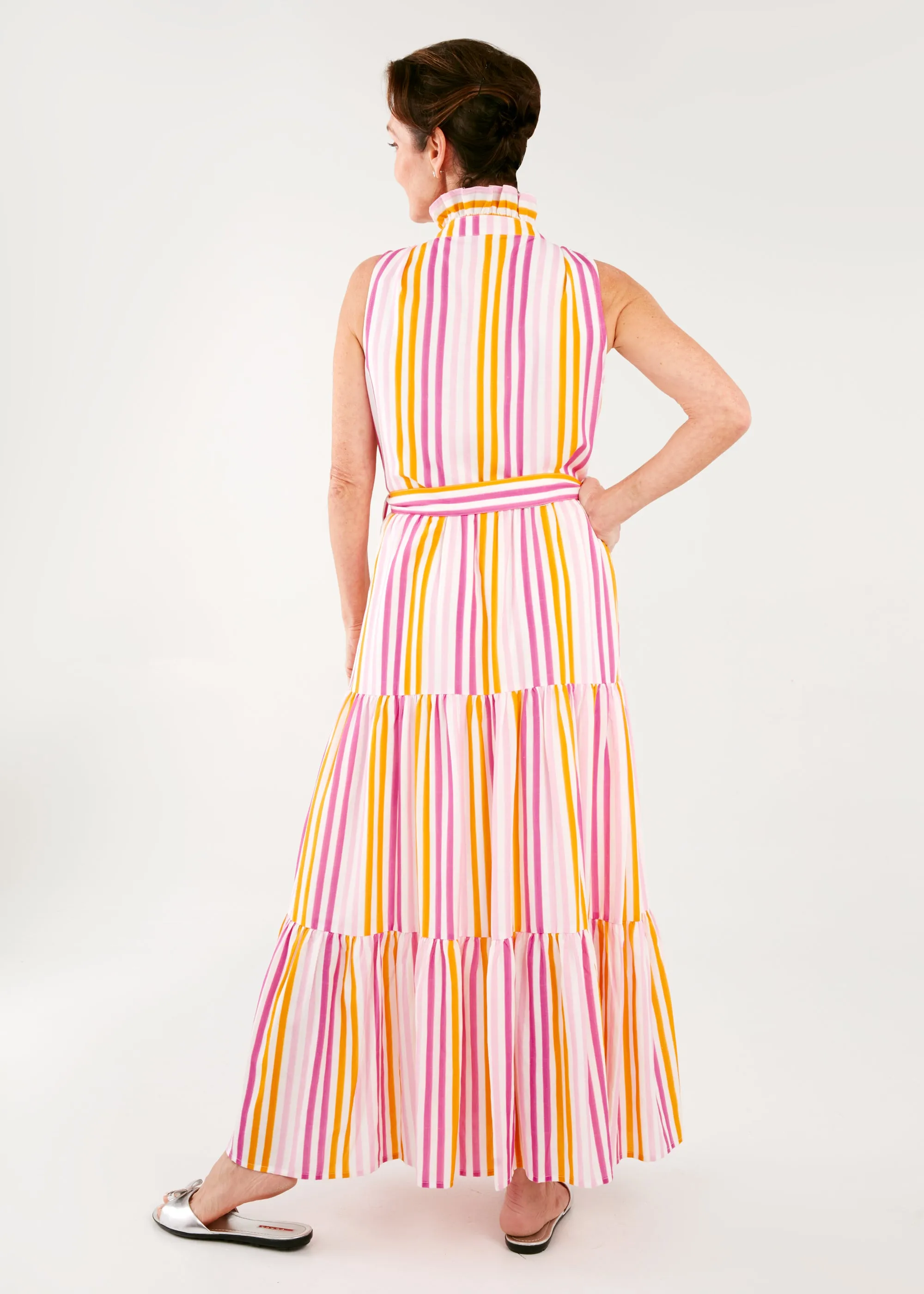 Sadie Sleeveless Maxi Dress Pink Striped Linen sold by Abbey Glass product image thumbnail 4