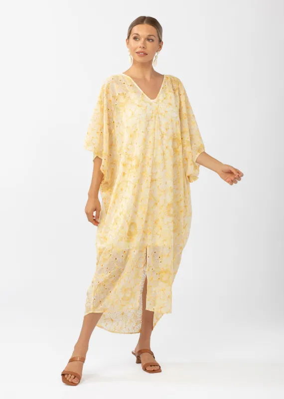 Rosemary Caftan Dress Yellow Lace sold by Abbey Glass