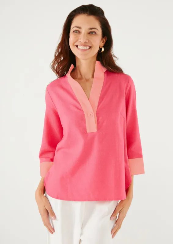 Effie Blouse Pink Linen sold by Abbey Glass