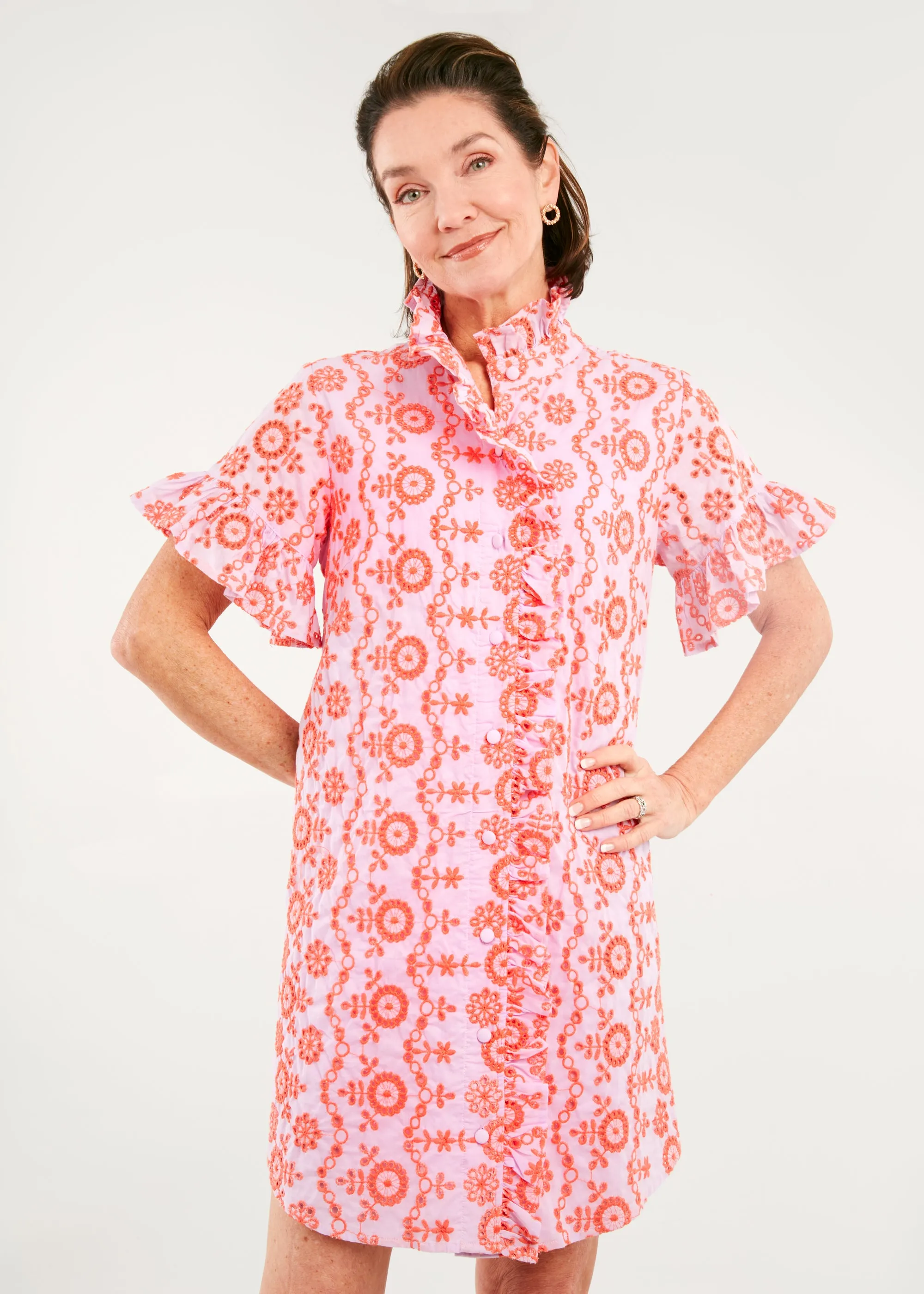 Katie Dress Lavender Coral Eyelet sold by Abbey Glass product image thumbnail 5