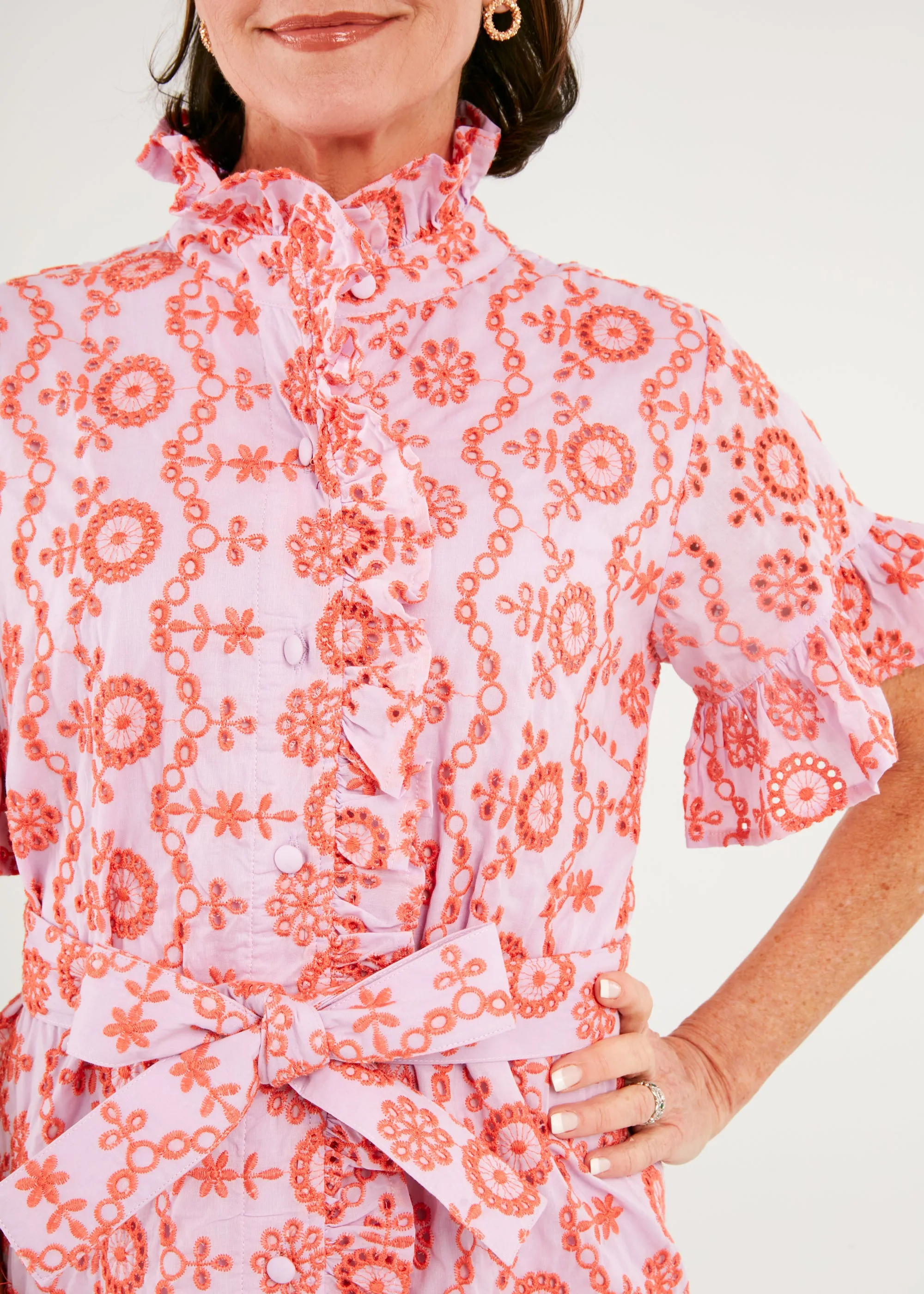 Katie Dress Lavender Coral Eyelet sold by Abbey Glass product image thumbnail 2