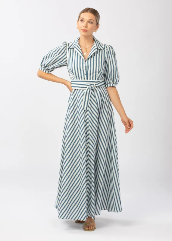 Charlotte Collared Gown Vineyard Stripe sold by Abbey Glass