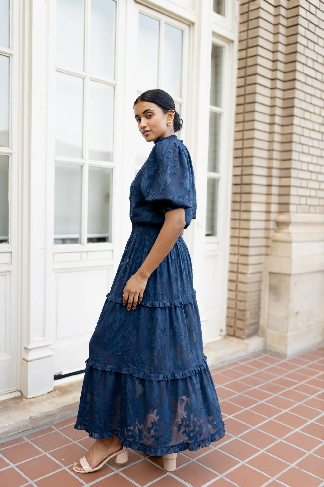 Bennett Gown Navy Burnout sold by Abbey Glass product image thumbnail 2