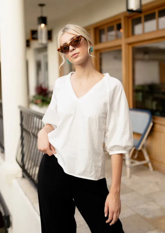 Anna V-Neck Top White sold by Abbey Glass