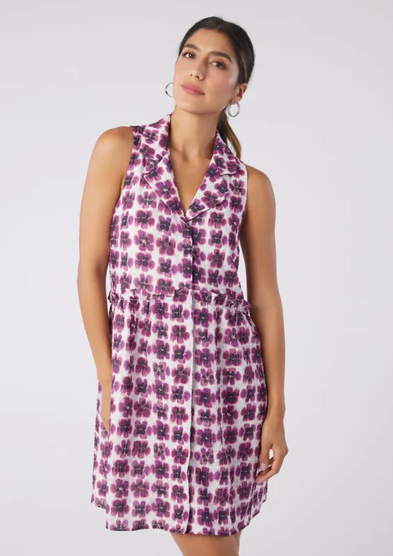 Lucia Collared Dress Pansy Ikat sold by Abbey Glass