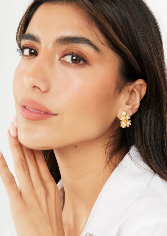 Flower Pearl Hoops - Gold sold by Abbey Glass