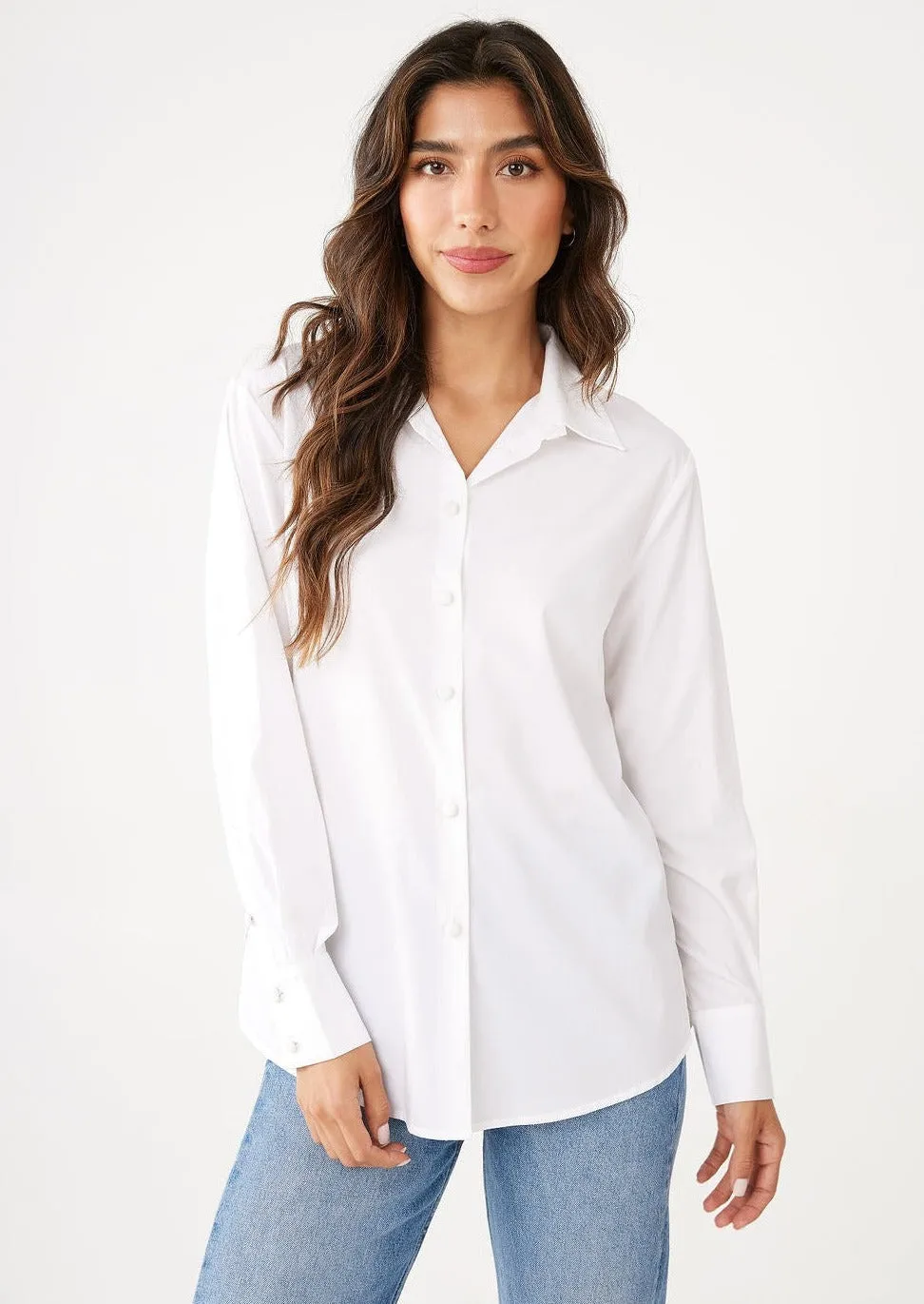 Nora White Poplin Blouse sold by Abbey Glass