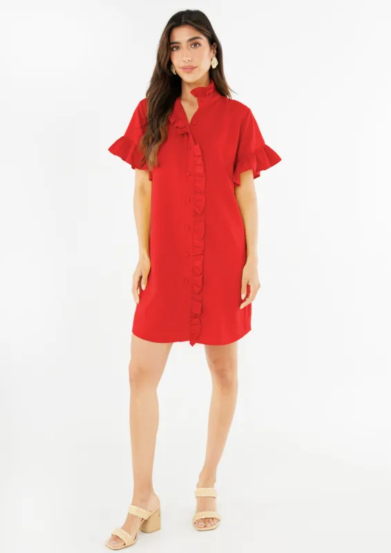 Katie Dress Red Linen sold by Abbey Glass
