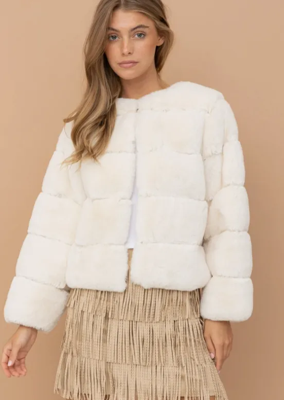 Ella Fur Jacket Ivory sold by Abbey Glass