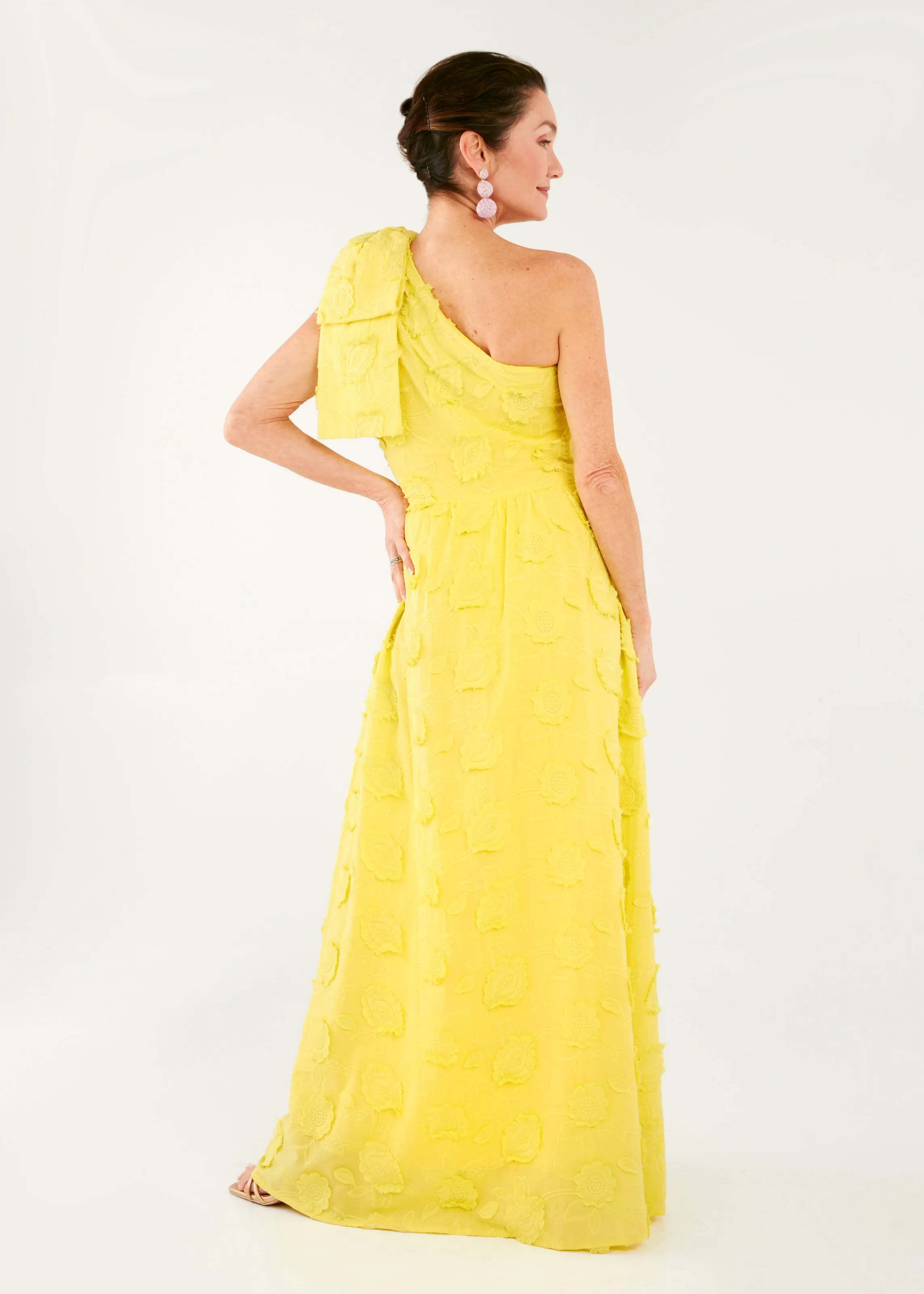 Caroline Gown Hot Yellow 3-D Floral Cotton sold by Abbey Glass product image thumbnail 5