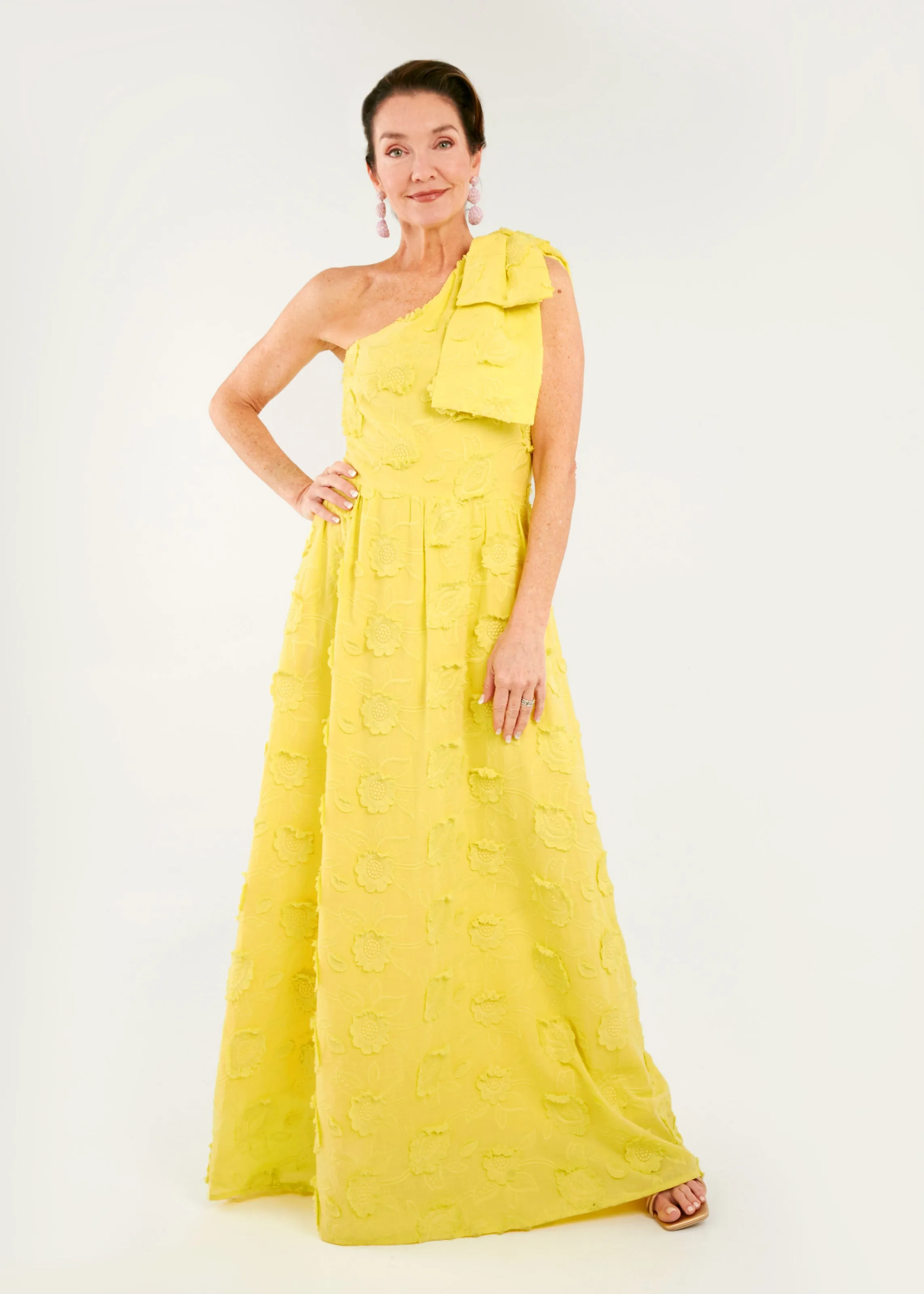 Caroline Gown Hot Yellow 3-D Floral Cotton sold by Abbey Glass product image thumbnail 4