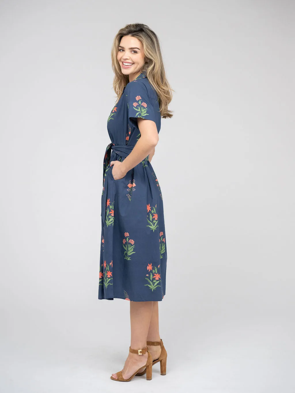 The Elle Midi Dress | Navy Jaipur Floral sold by Beau & Ro product image thumbnail 2